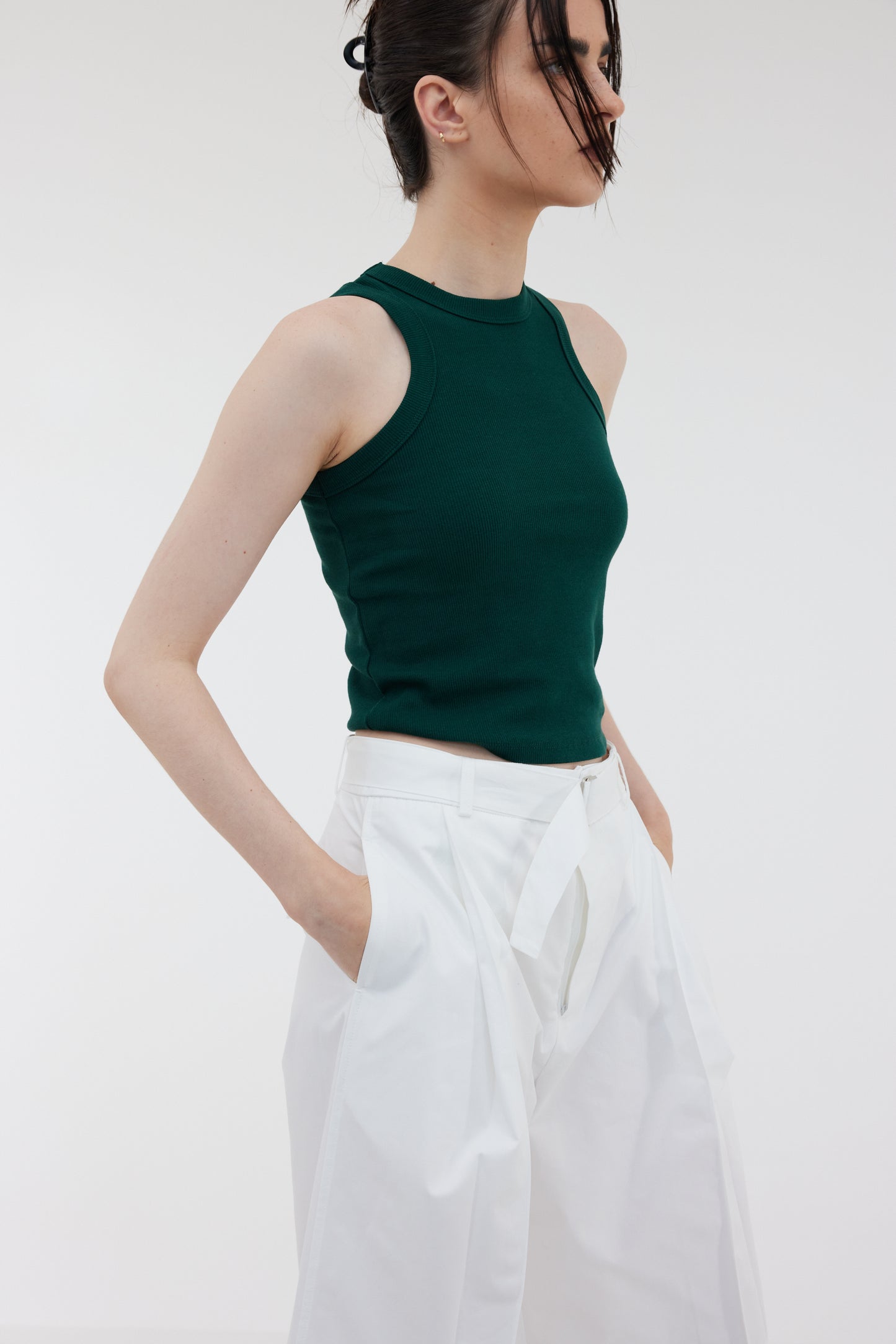 Rib Jersey Tank, Dark Wood