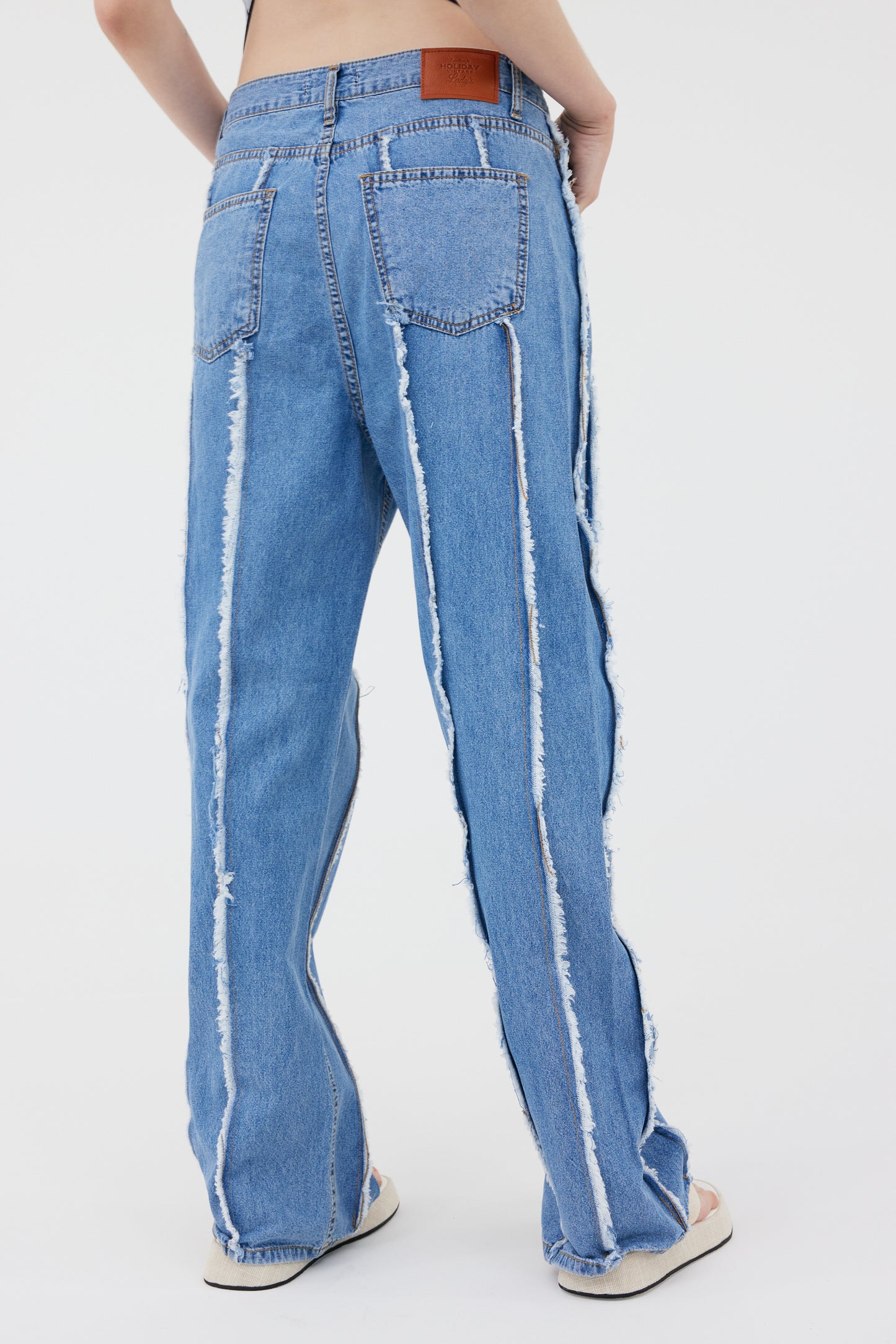 Low Waist Tassels Jeans, Blue