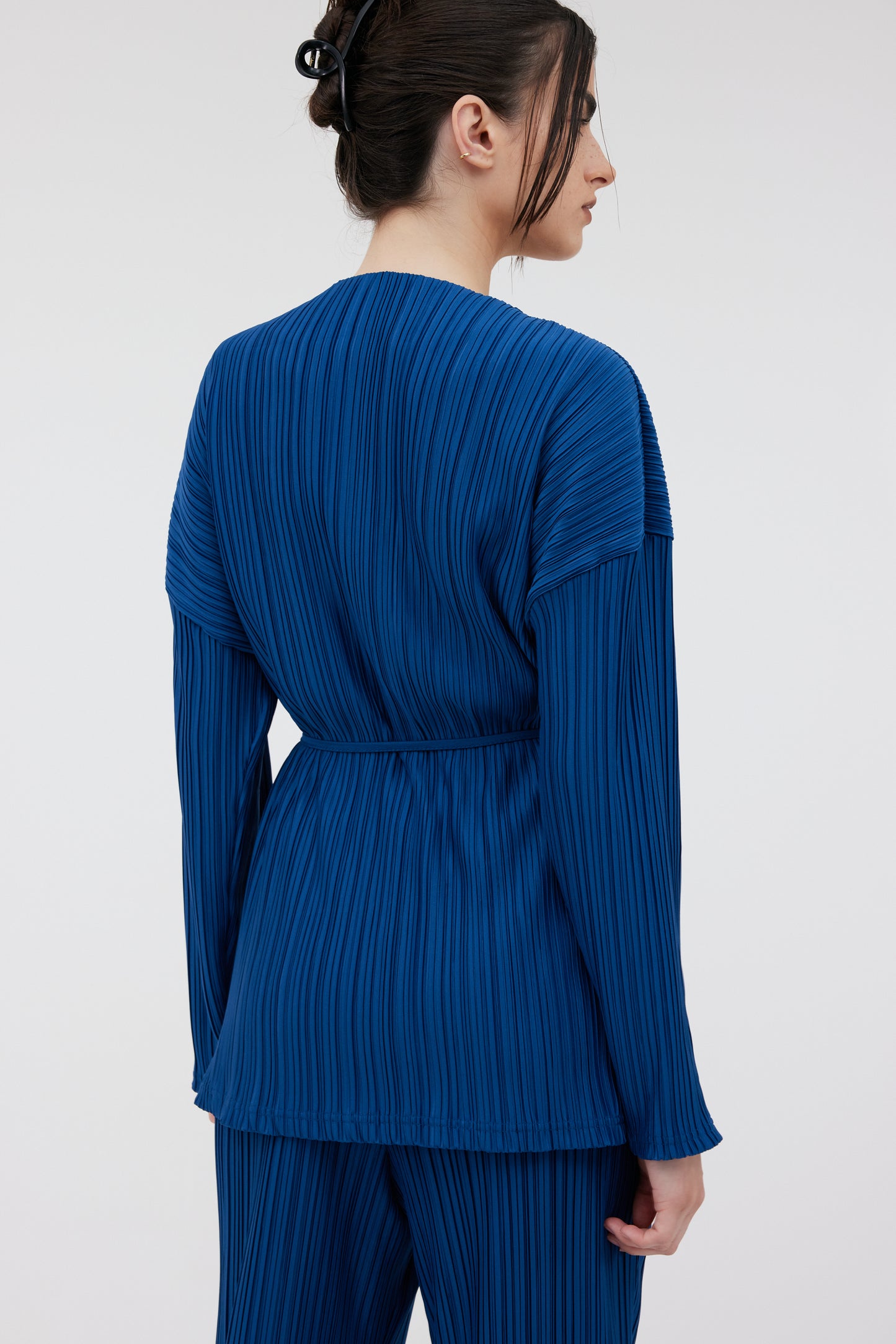 Wrap Plissé Cardigan, Lapis Blue