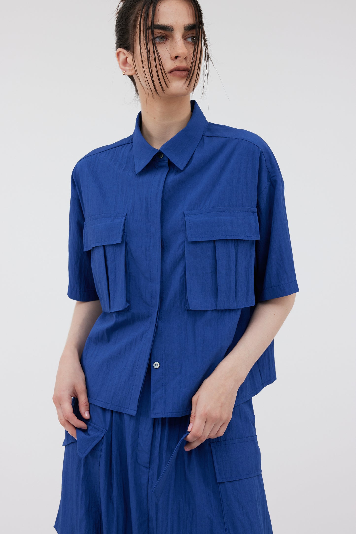 Boxy Cargo Shirt, Azure