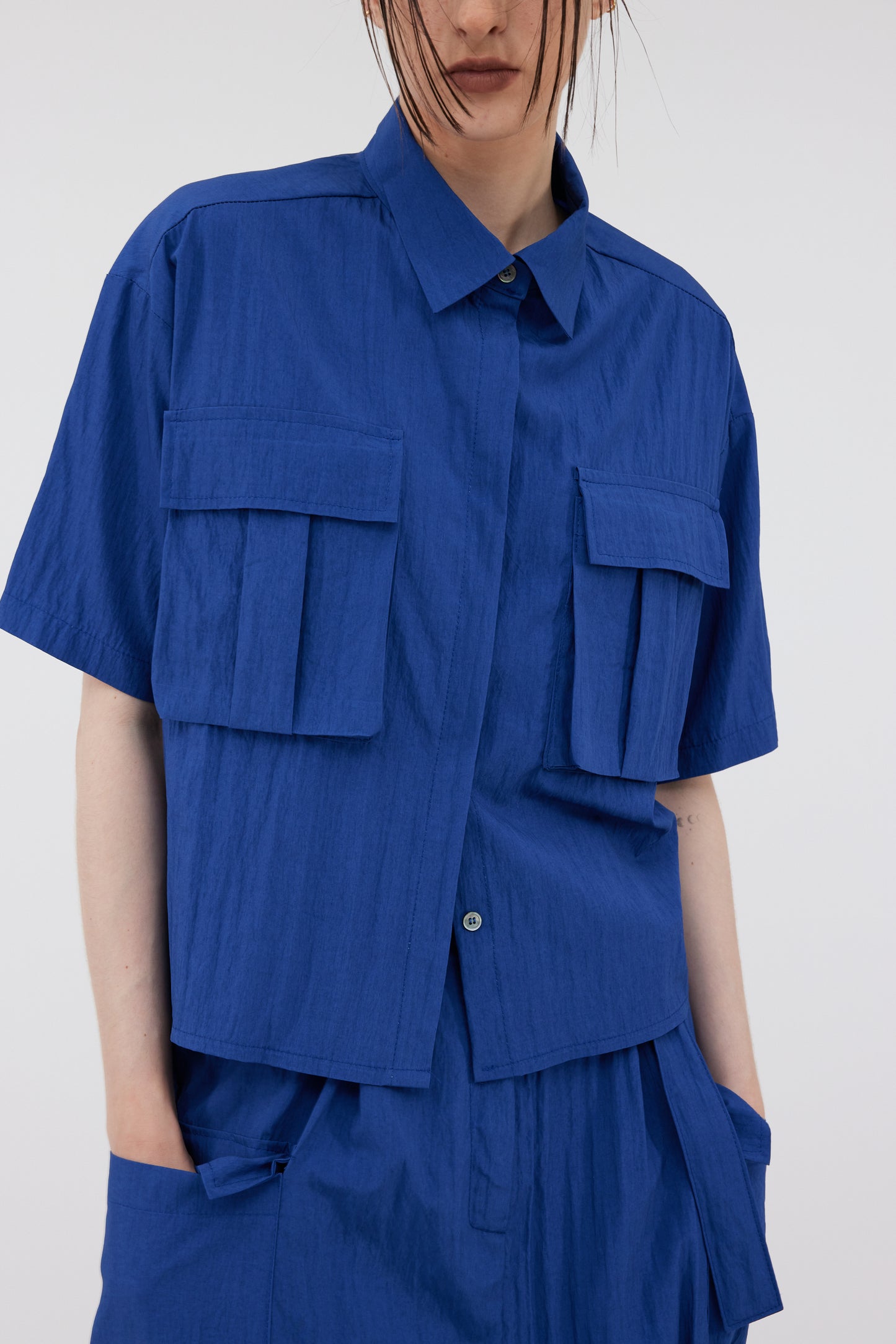 Boxy Cargo Shirt, Azure