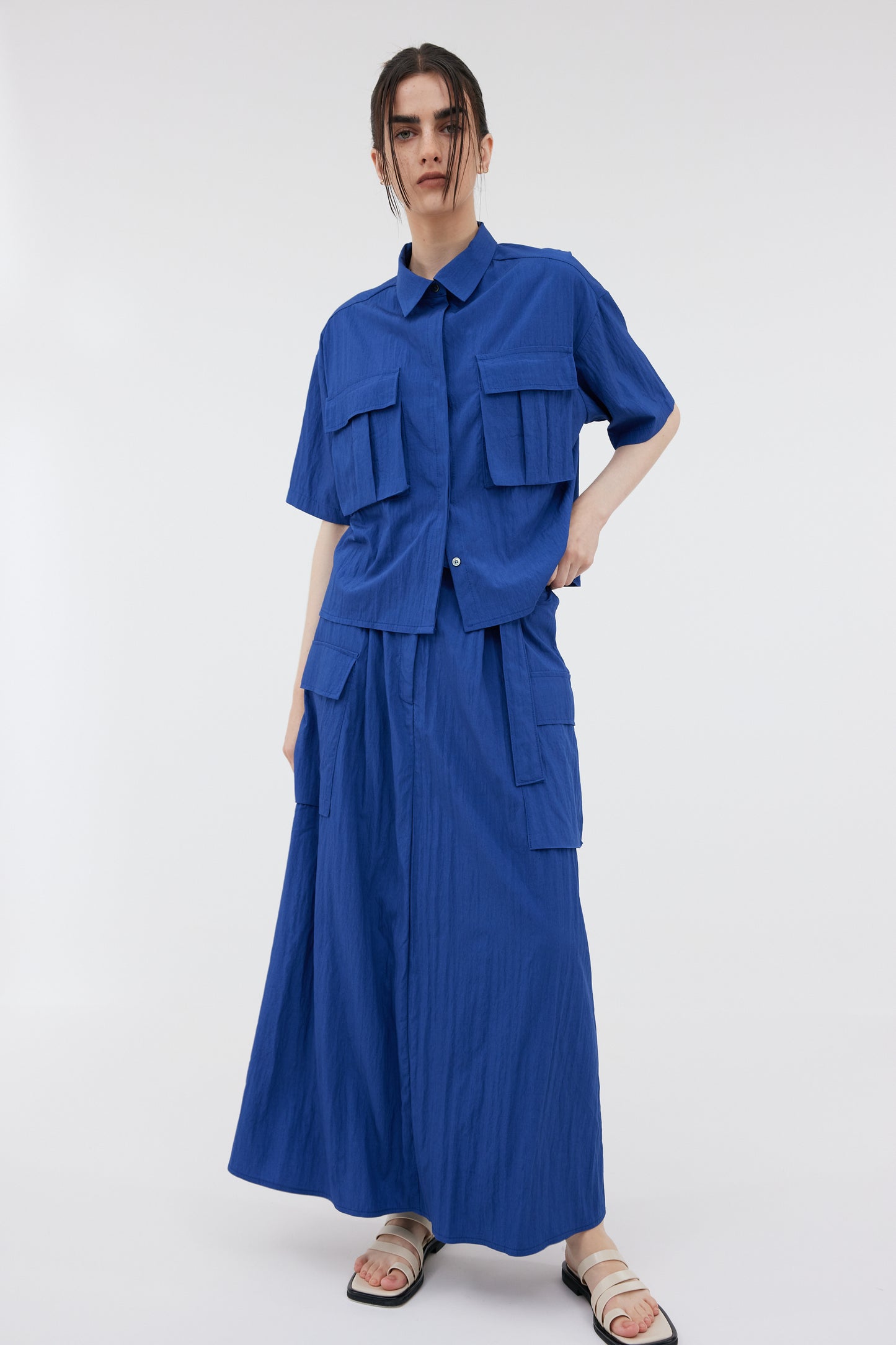 Boxy Cargo Shirt, Azure