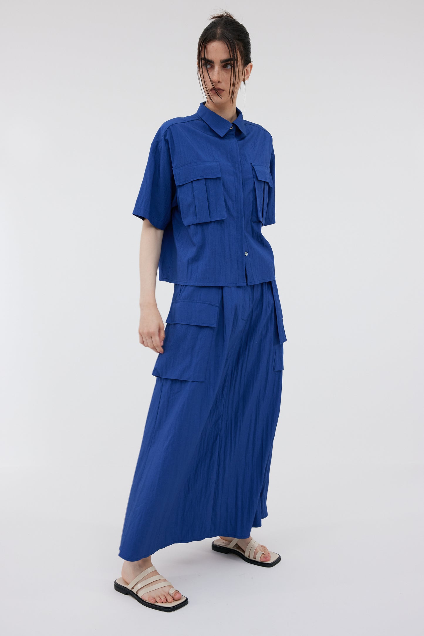 Boxy Cargo Shirt, Azure