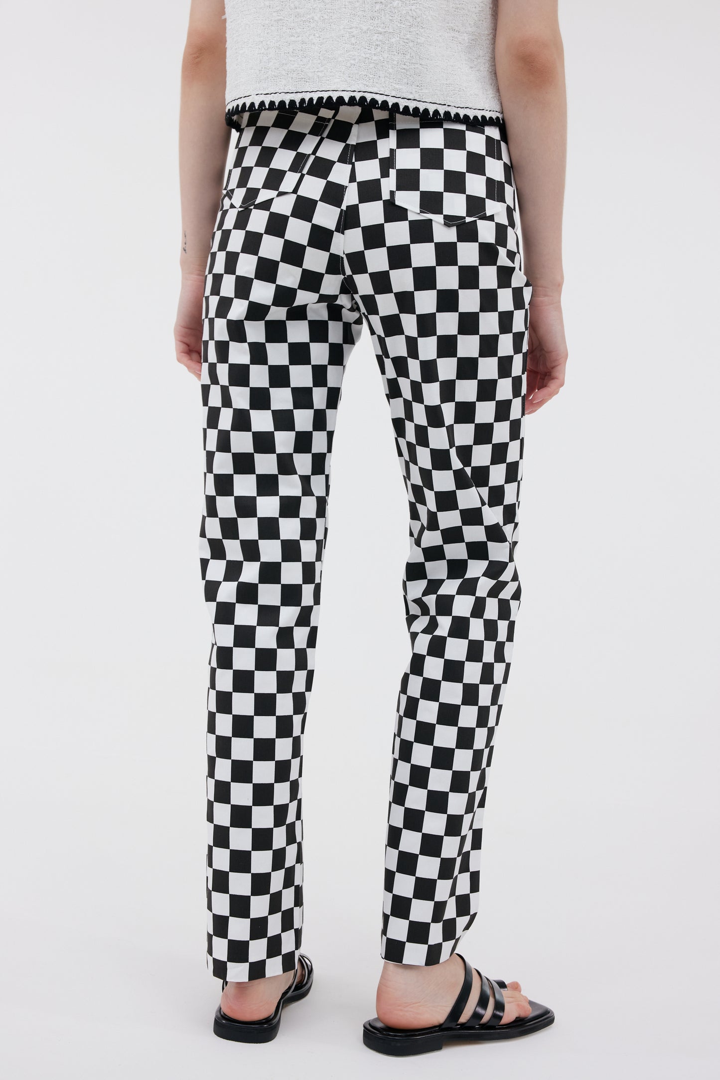 Check High Rise Straight Jean, Black