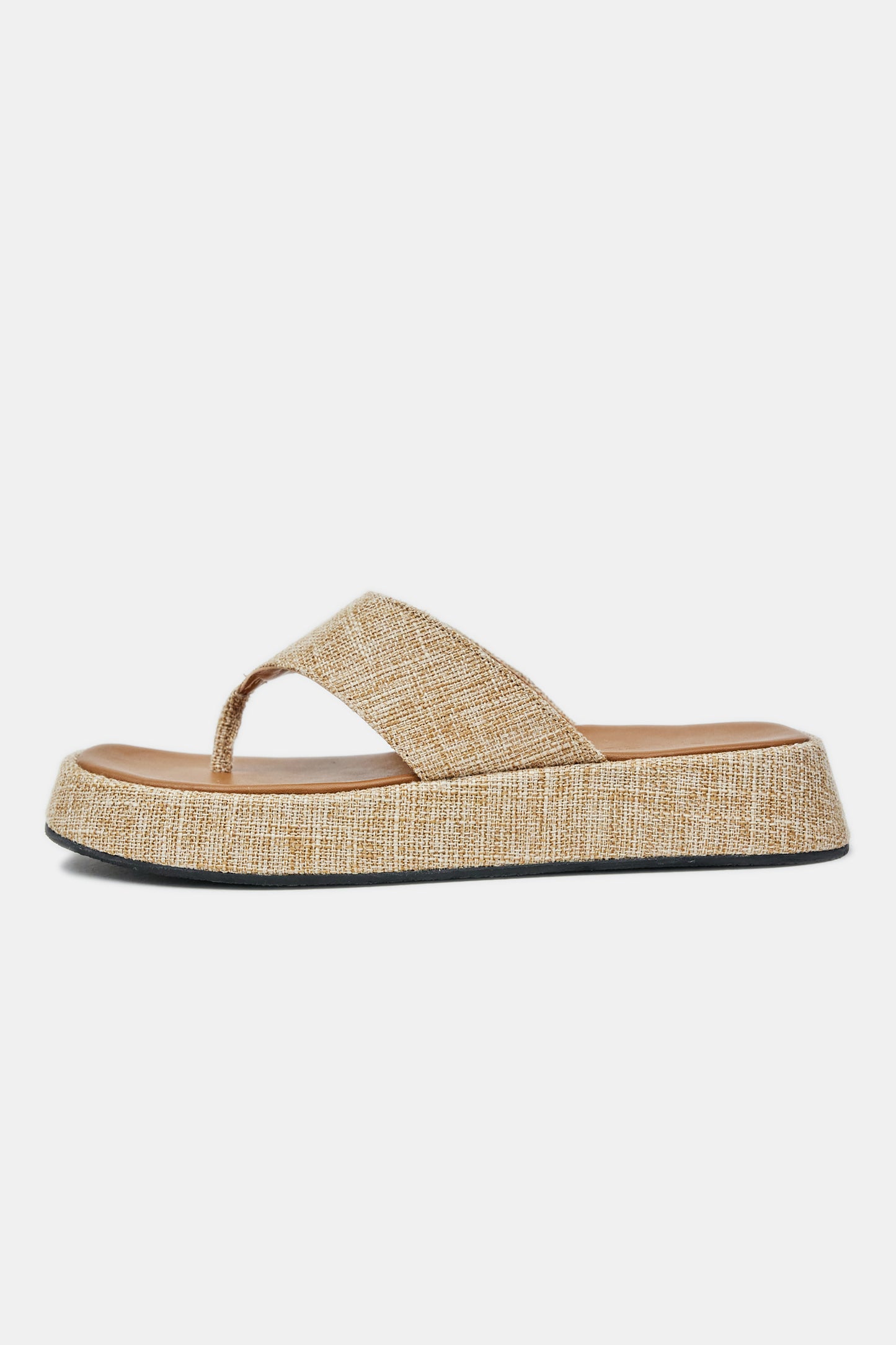 Linen Platform Sandals, Granola