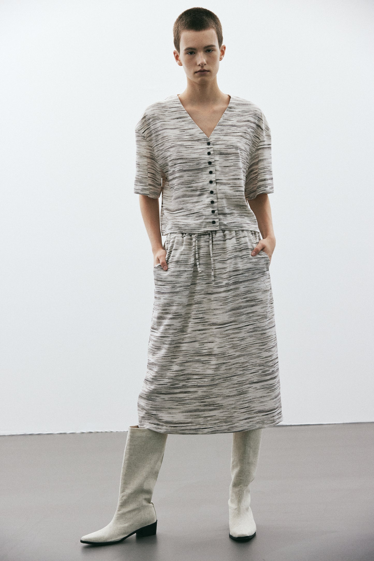 Resort Button Blouse, Oyster