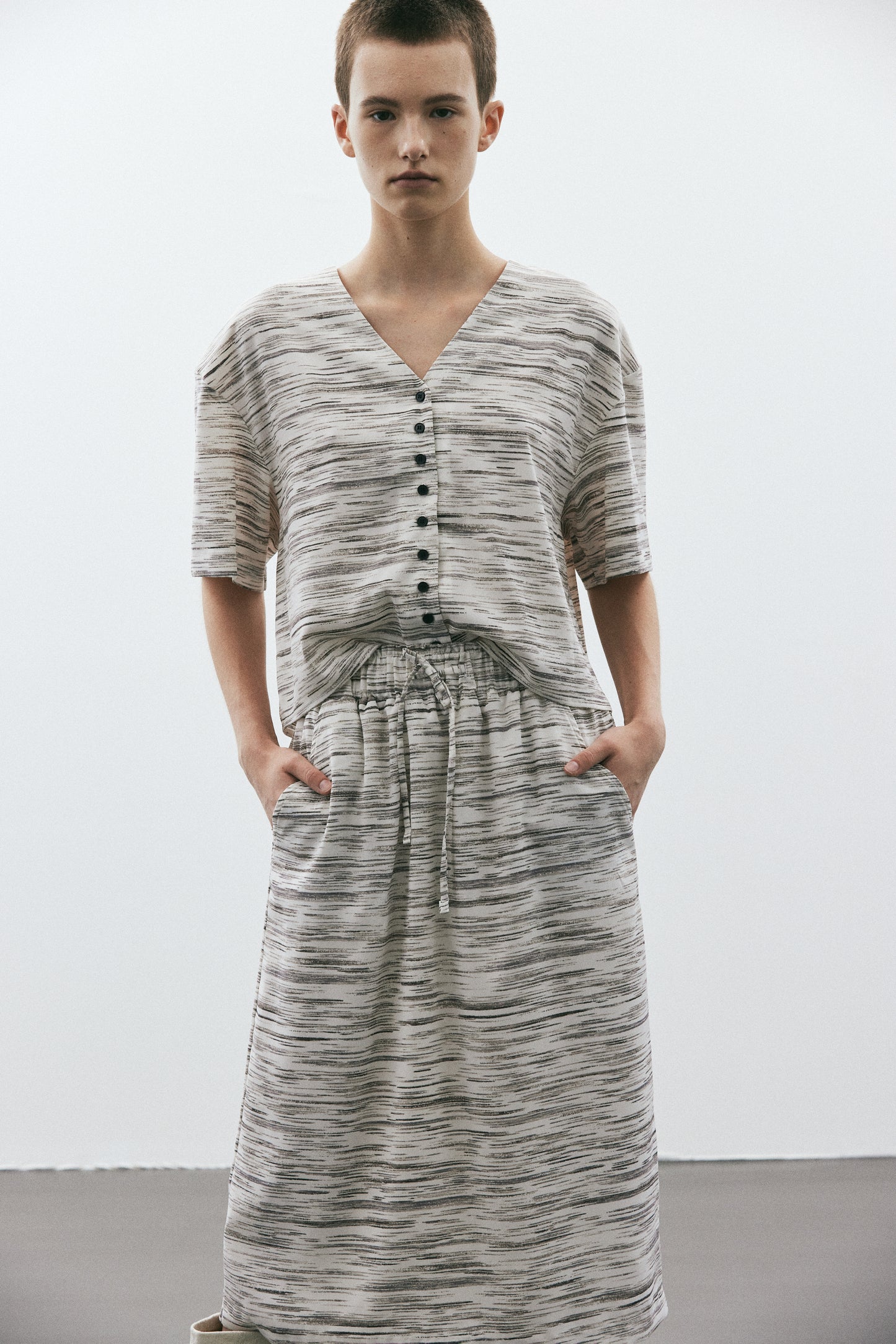 Resort Button Blouse, Oyster