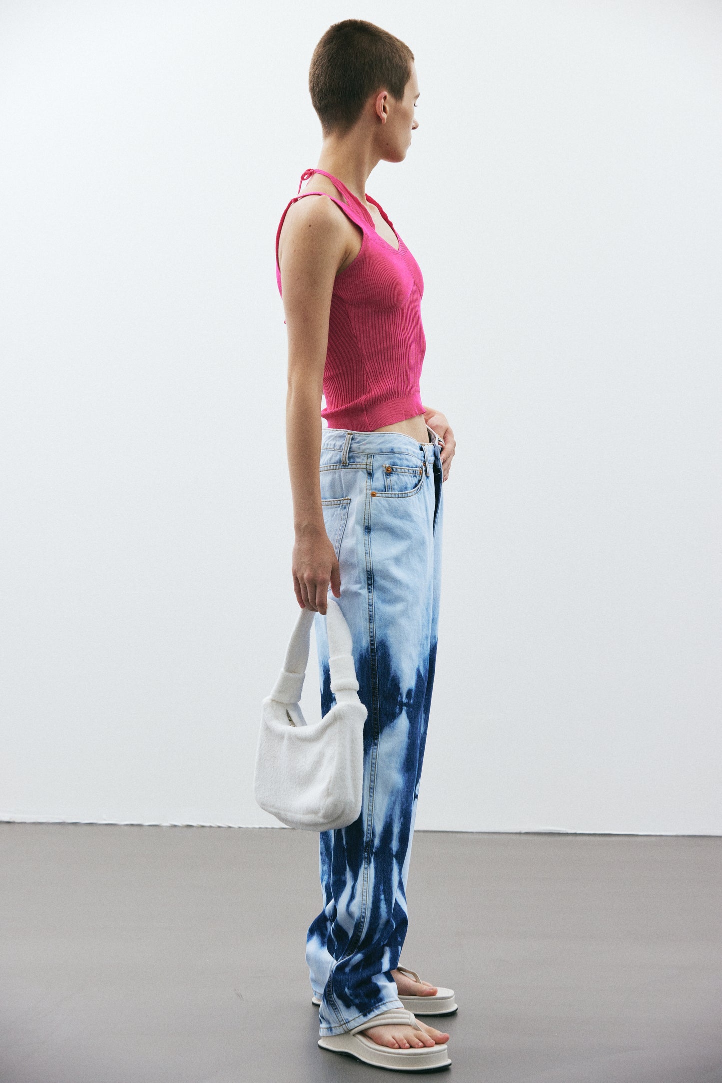 Duo Layered Tie Back Tank, Fuchsia