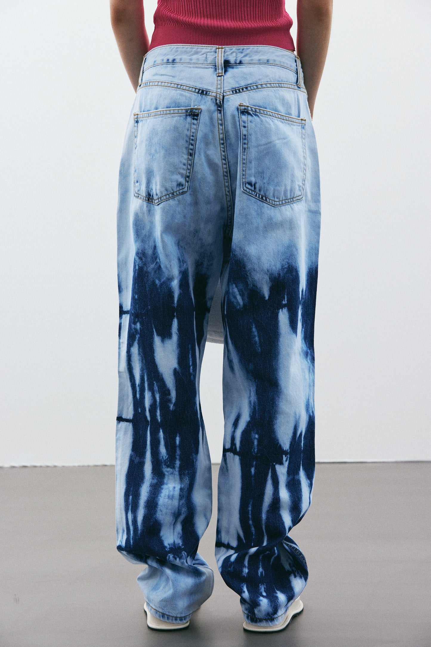 Tie Dye Bleached Jeans, Medium Wash