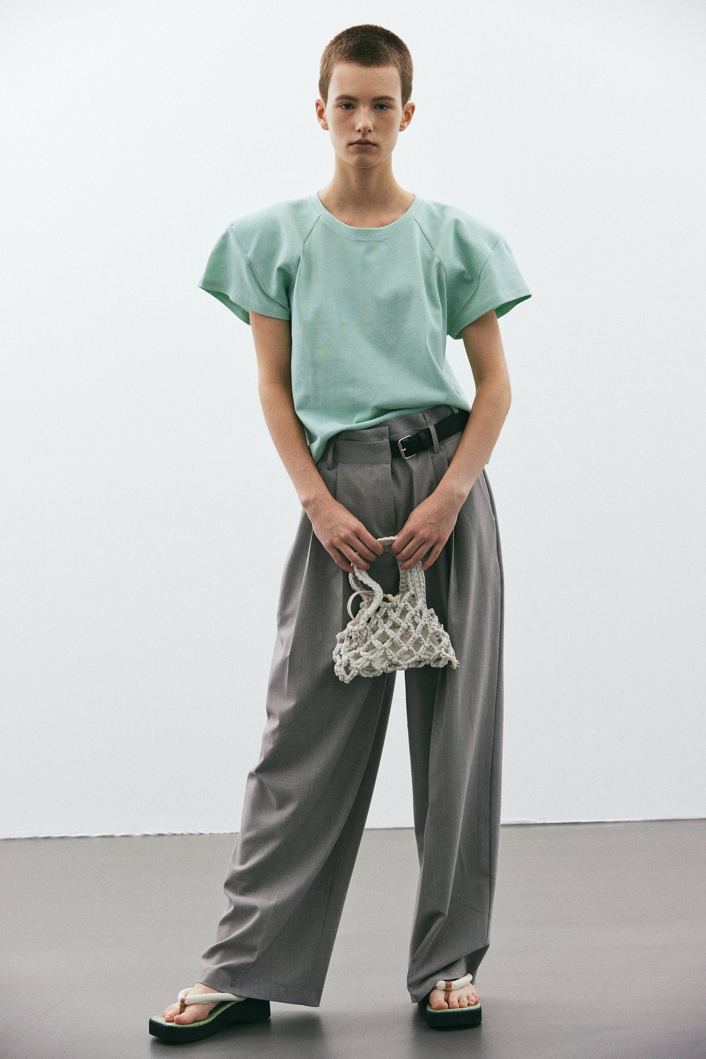 Padded Shoulder Sport Tee, Celadon