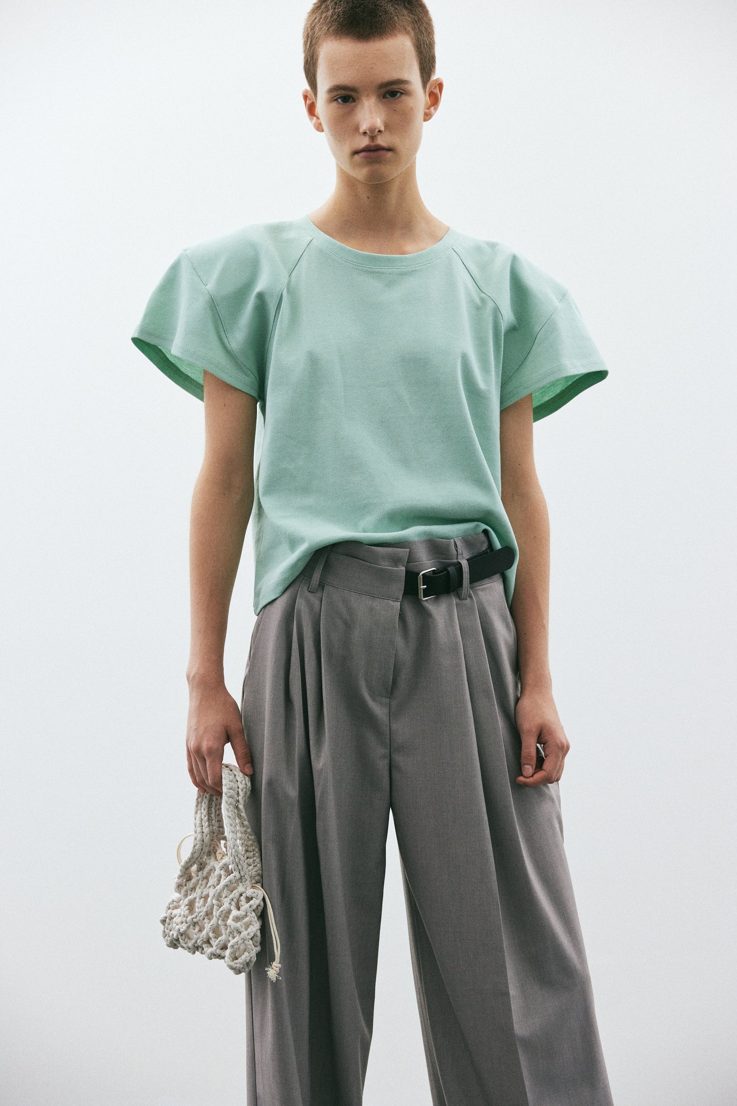 Padded Shoulder Sport Tee, Celadon