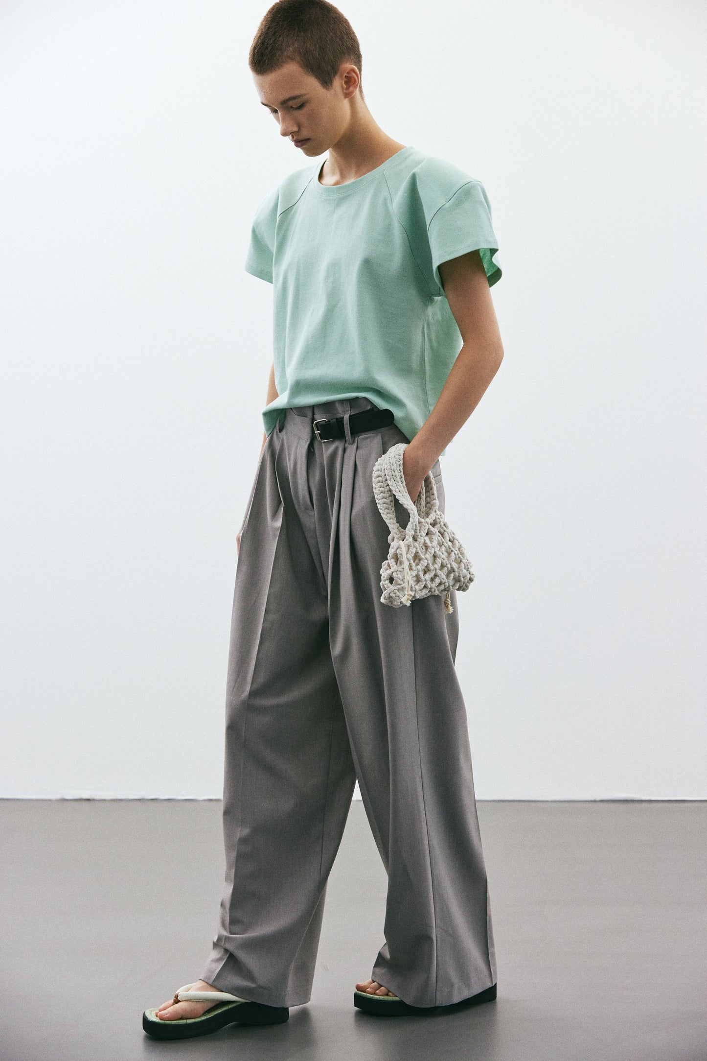 Padded Shoulder Sport Tee, Celadon