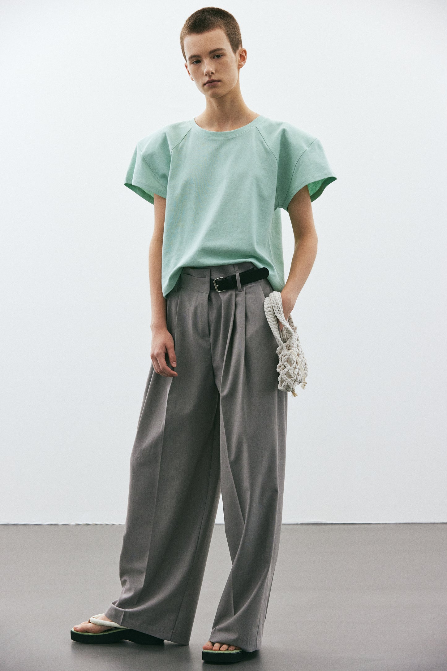 Padded Shoulder Sport Tee, Celadon