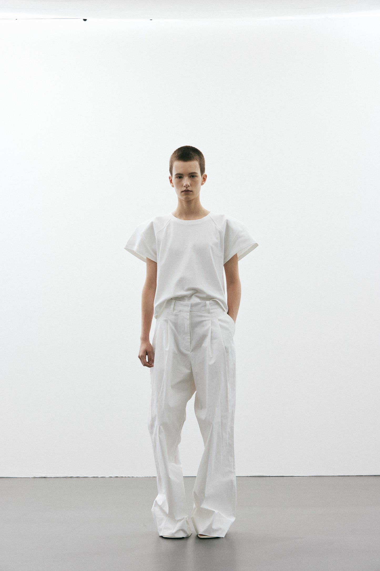 Padded Shoulder Sport Tee, Pure White