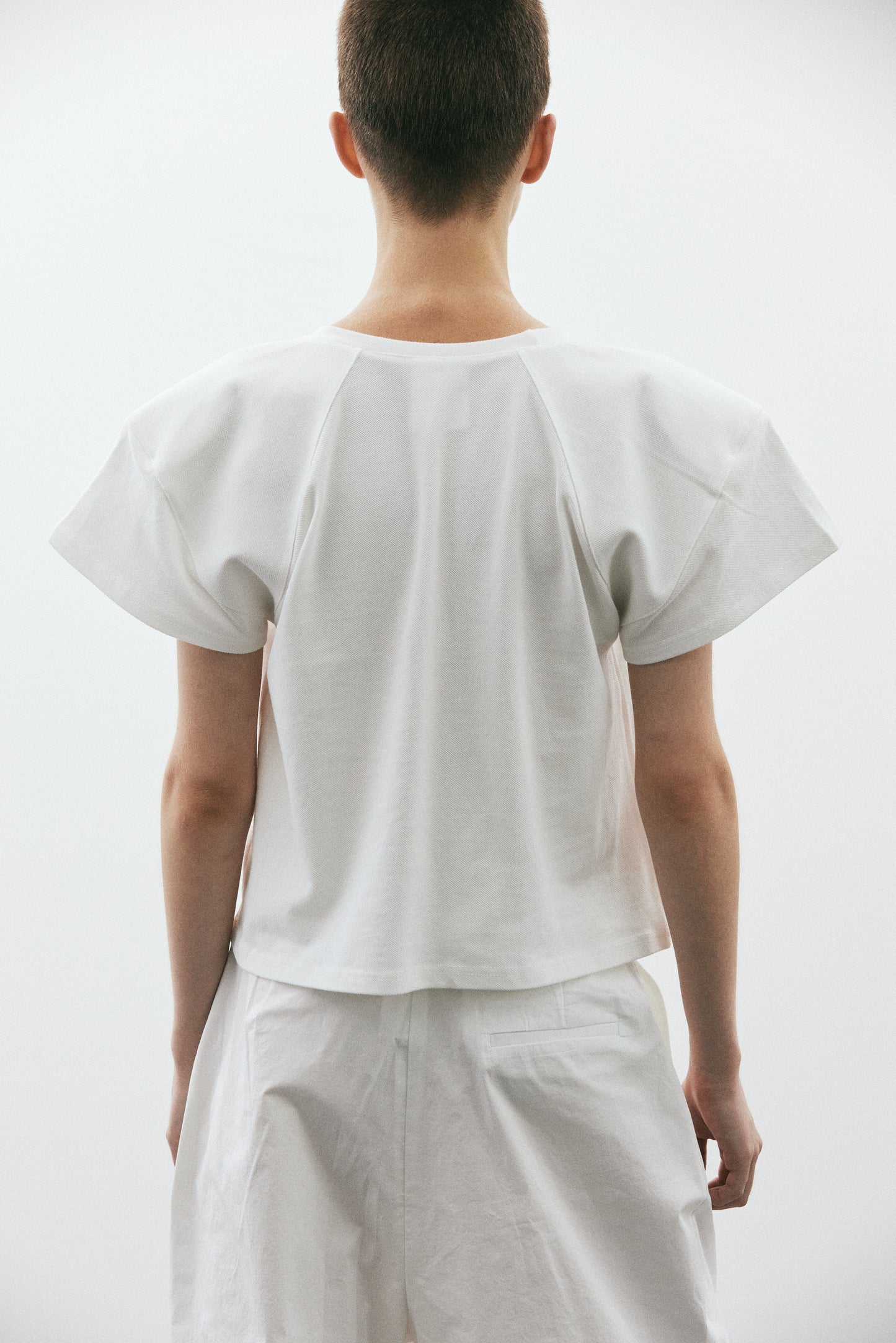Padded Shoulder Sport Tee, Pure White