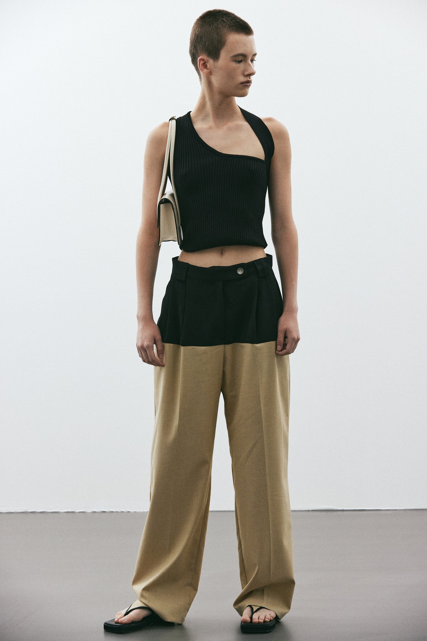 Two Toned Suit Trousers, Pebble