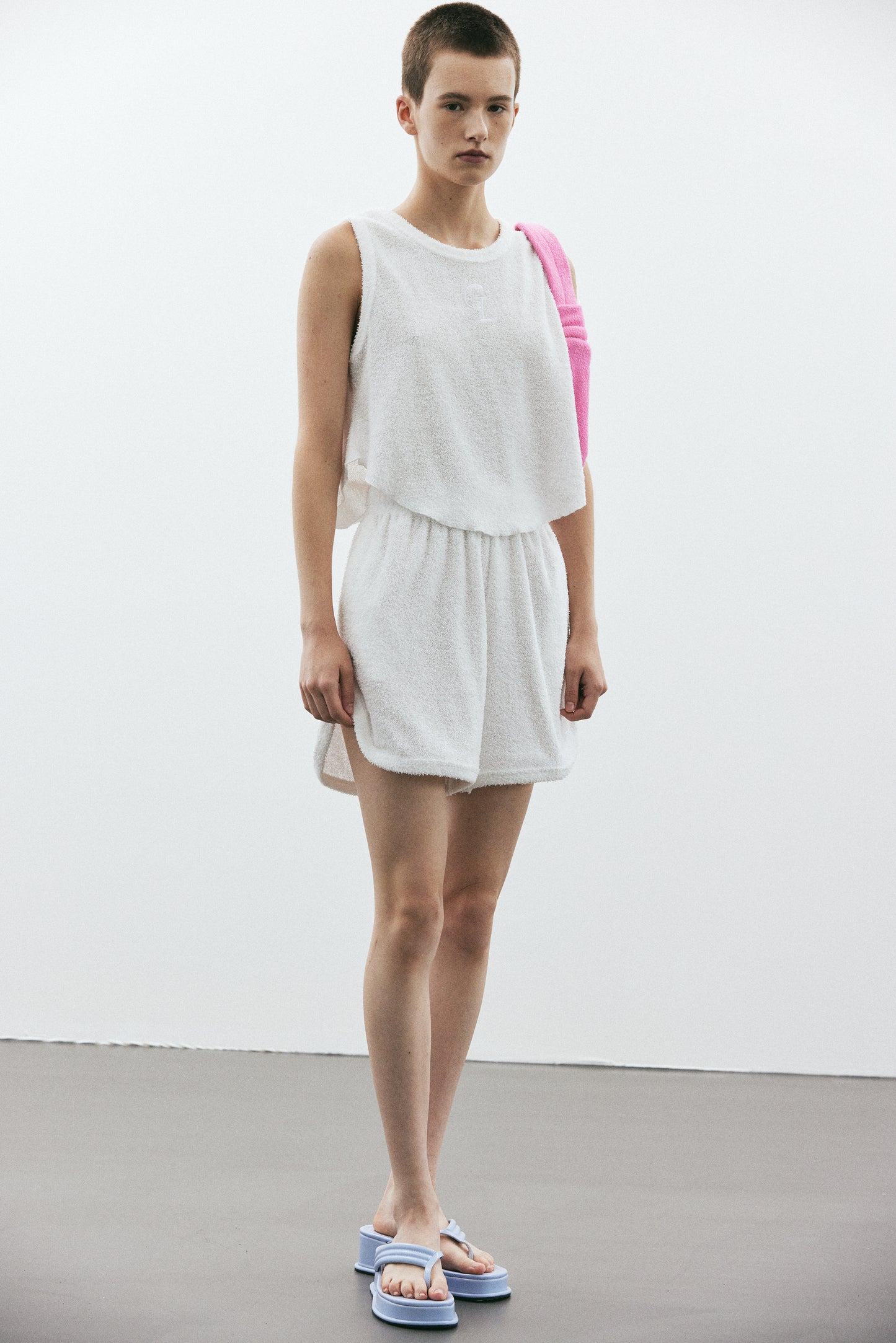 Terrycloth Sporty Tank, White
