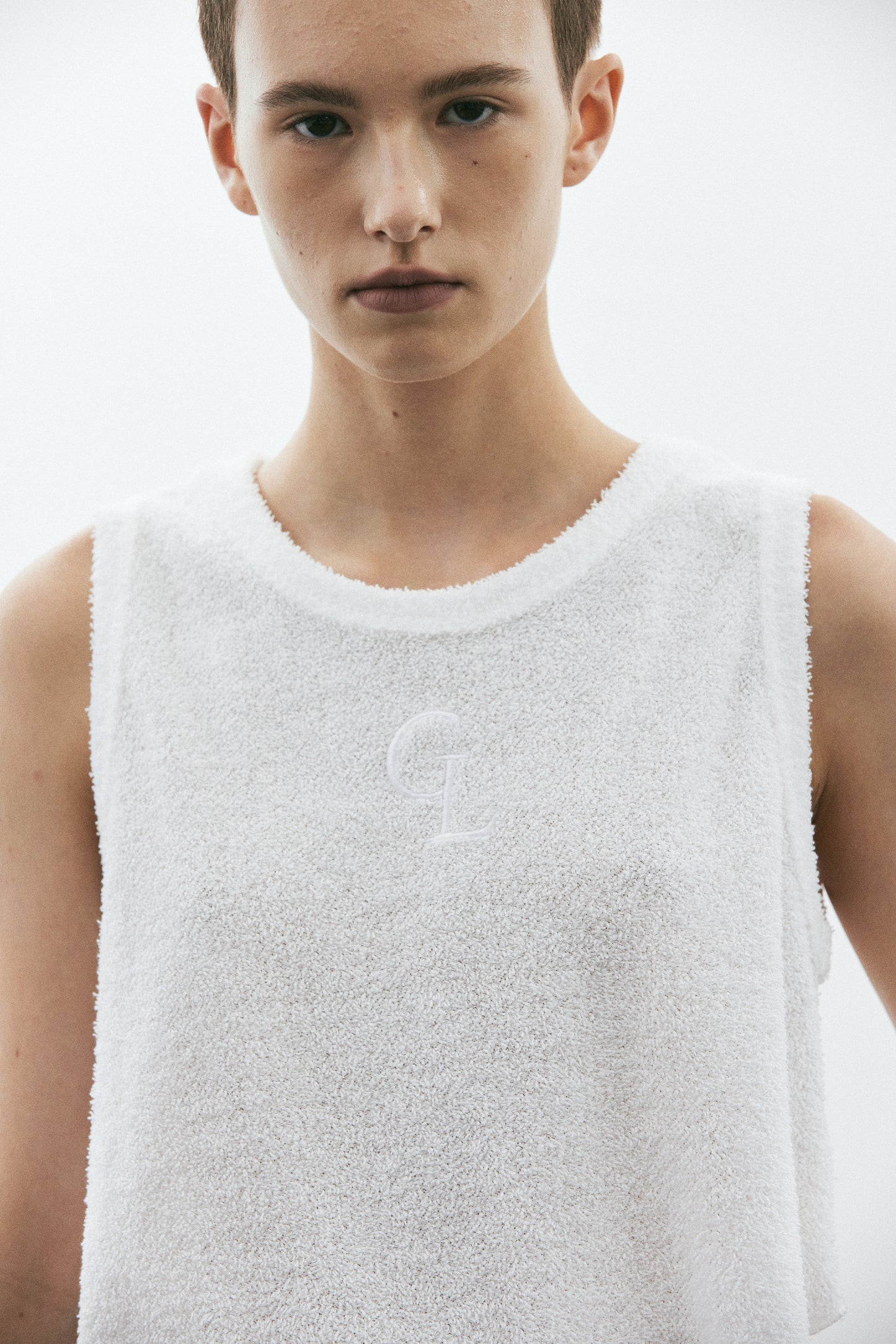 Terrycloth Sporty Tank, White