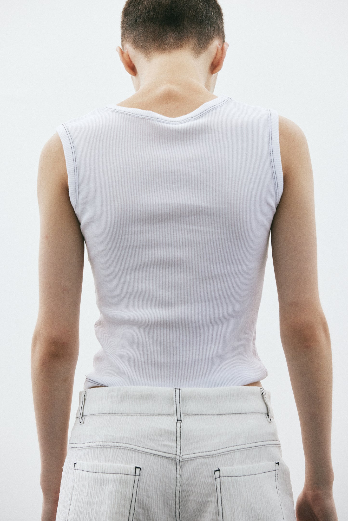 Stitching Bustier Tank, White