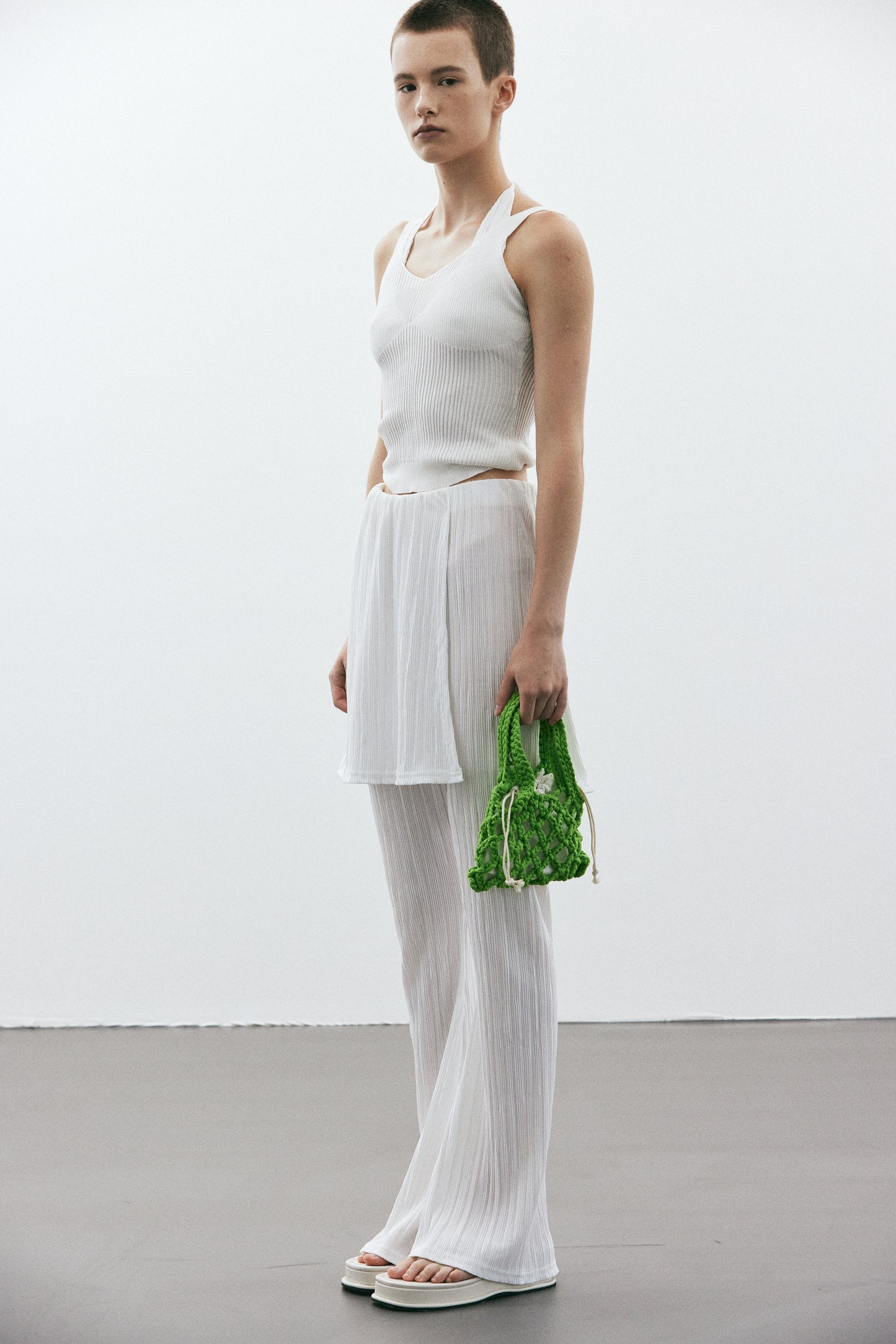 Wrap Skirt Plissé Pants, Chiffon