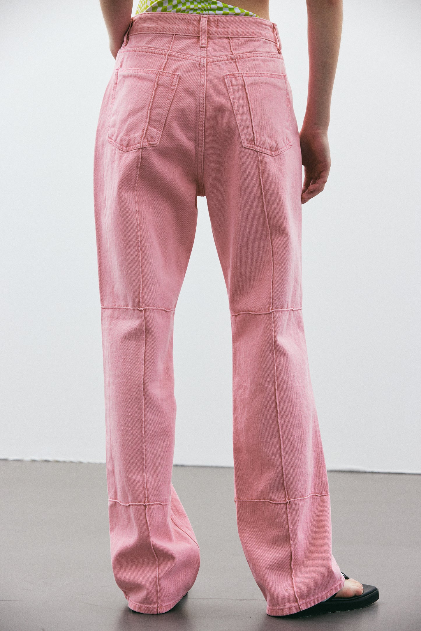 Stitch Paneled Line Jeans, Bubblegum