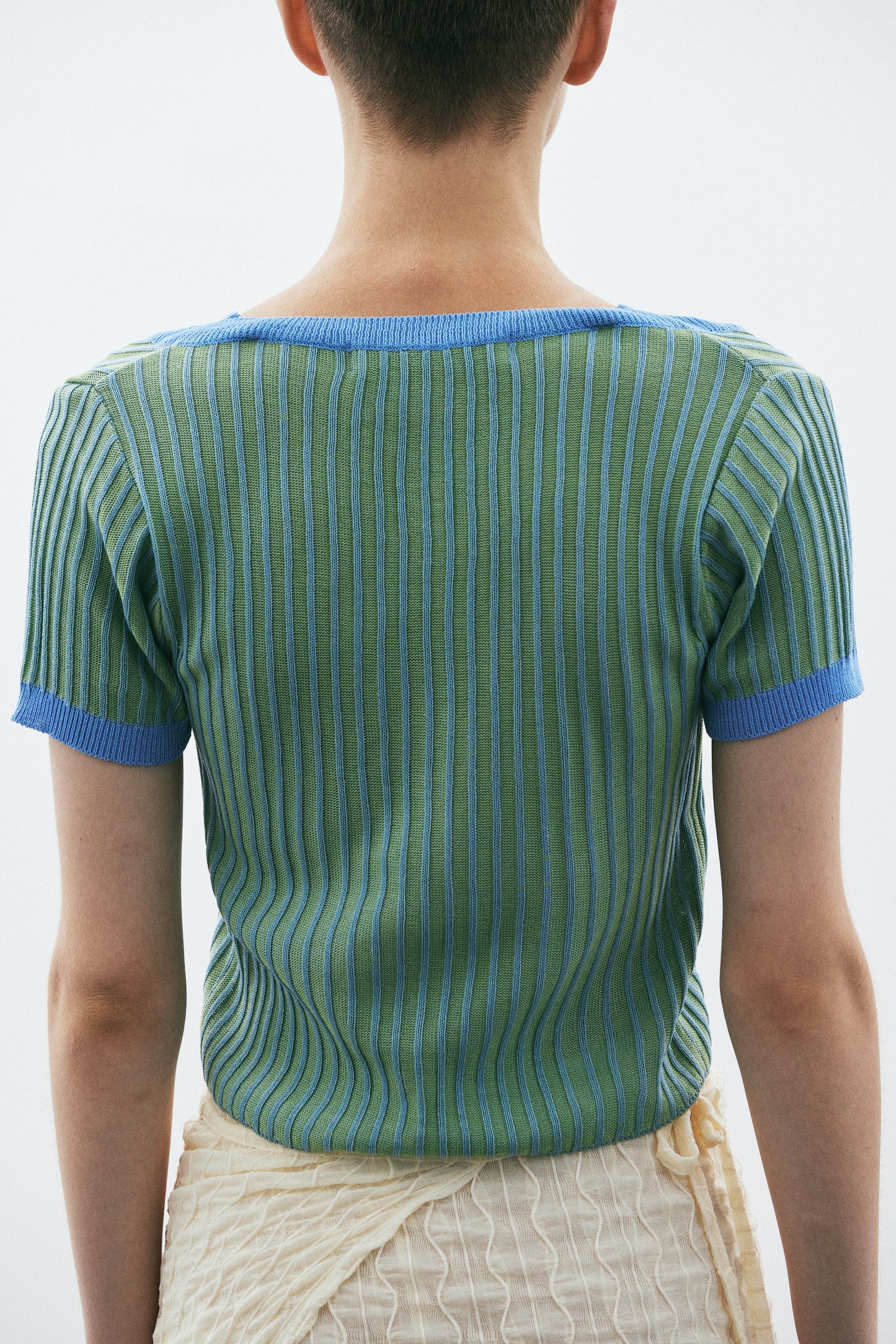 Layered Crop Rib Top, Turquoise