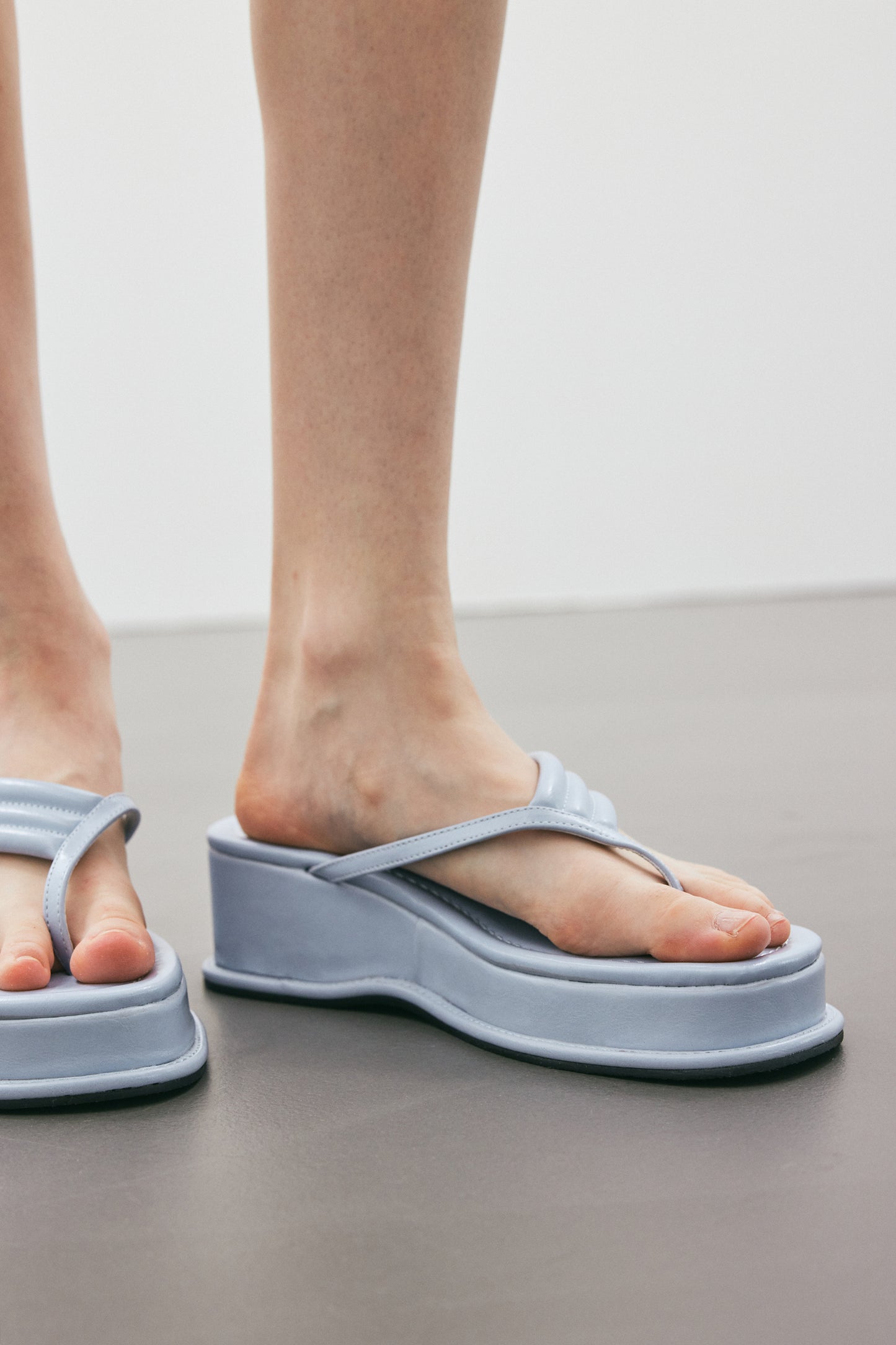 Flat Quilted Sandals, Blue Frost