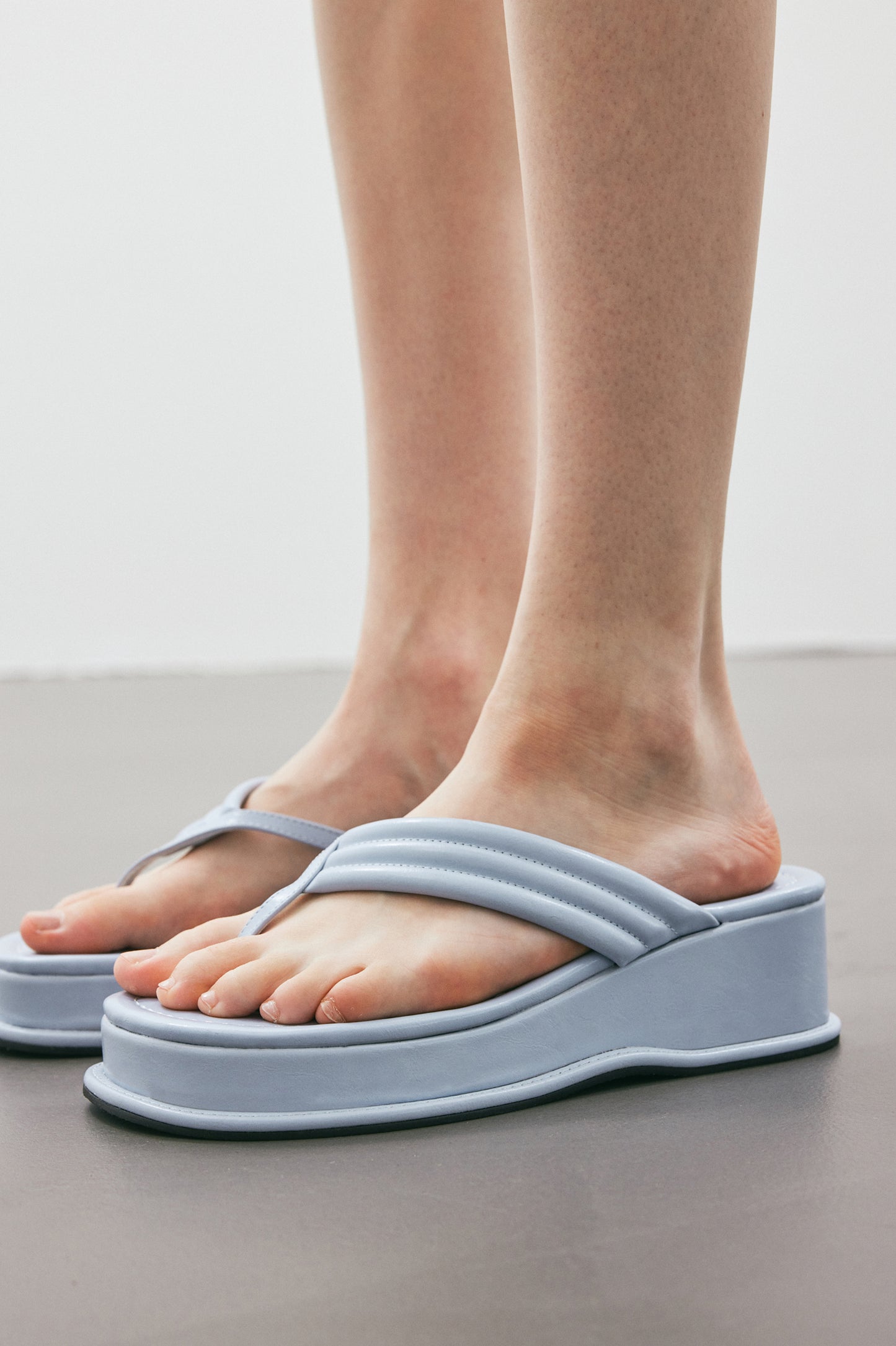 Flat Quilted Sandals, Blue Frost