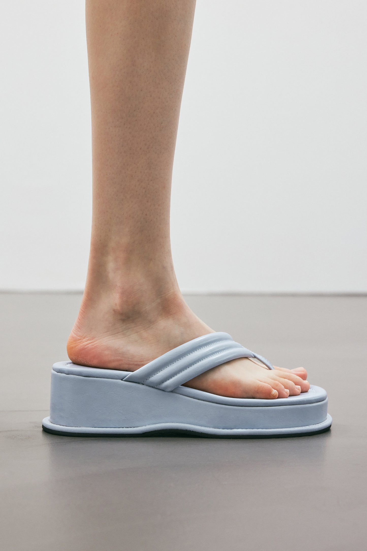 Flat Quilted Sandals, Blue Frost