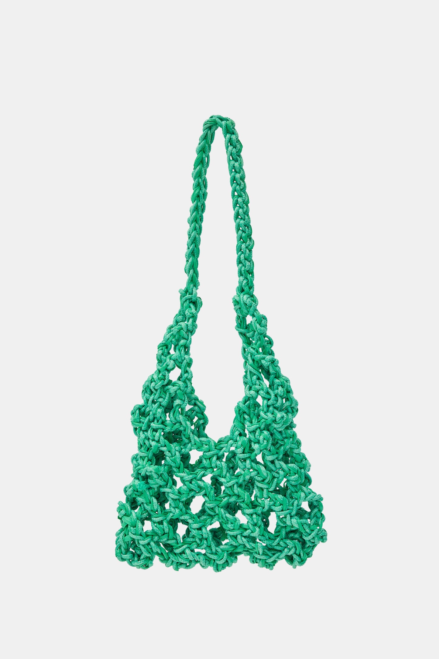 Braided Raffia Net Bag, Teal
