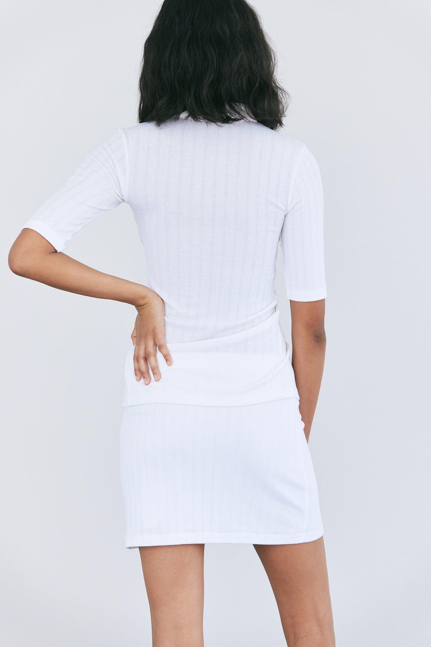 Rib Knit Polo Top, Jasmine White