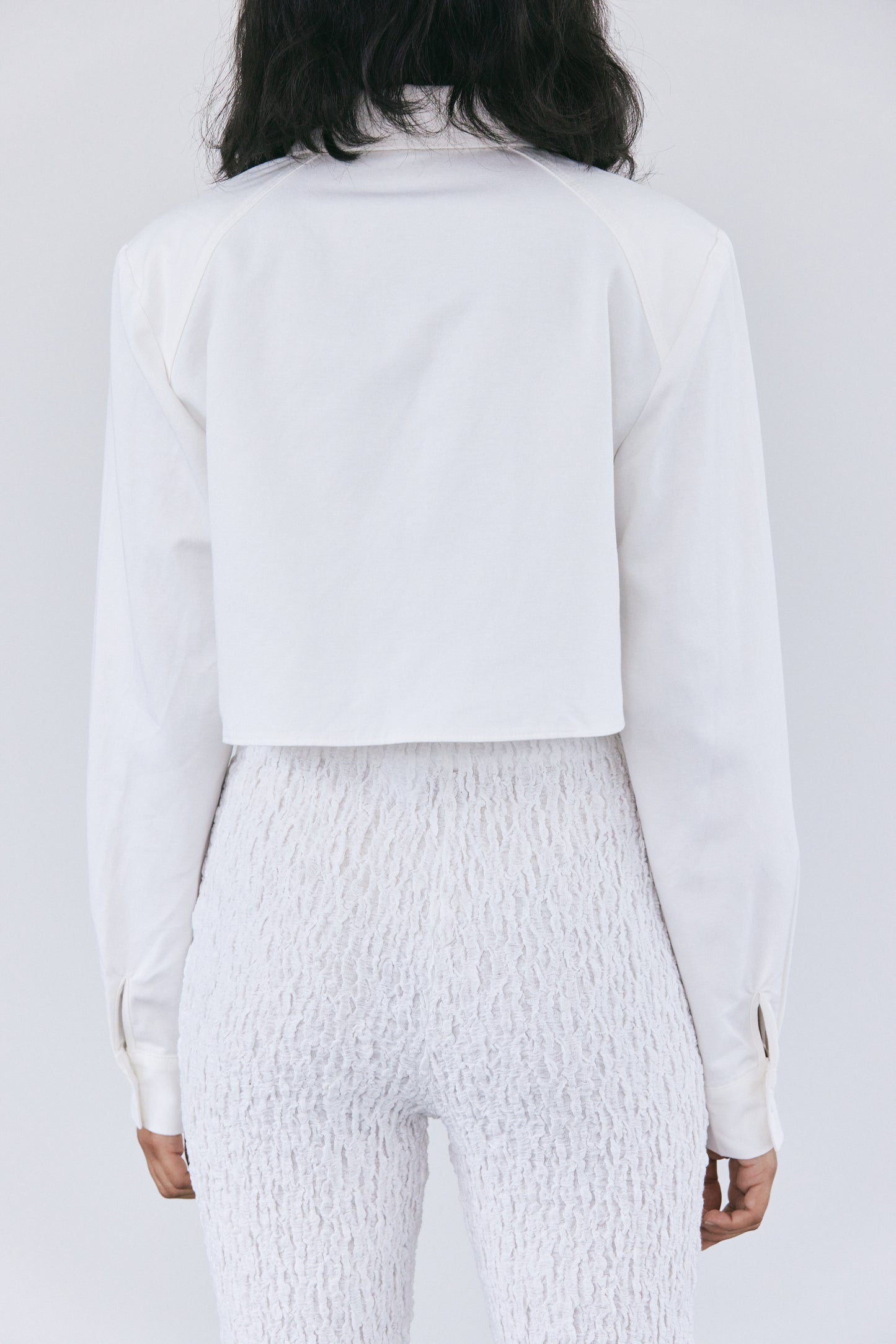 Padded Crop Boxy Shirt, Porcelain