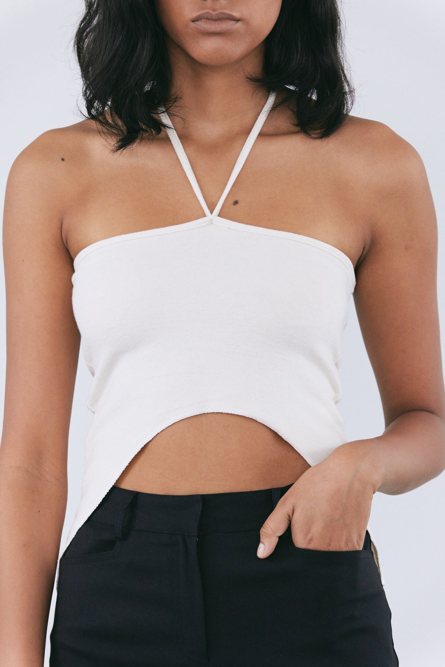 Shrunken Halter Tank, Milk