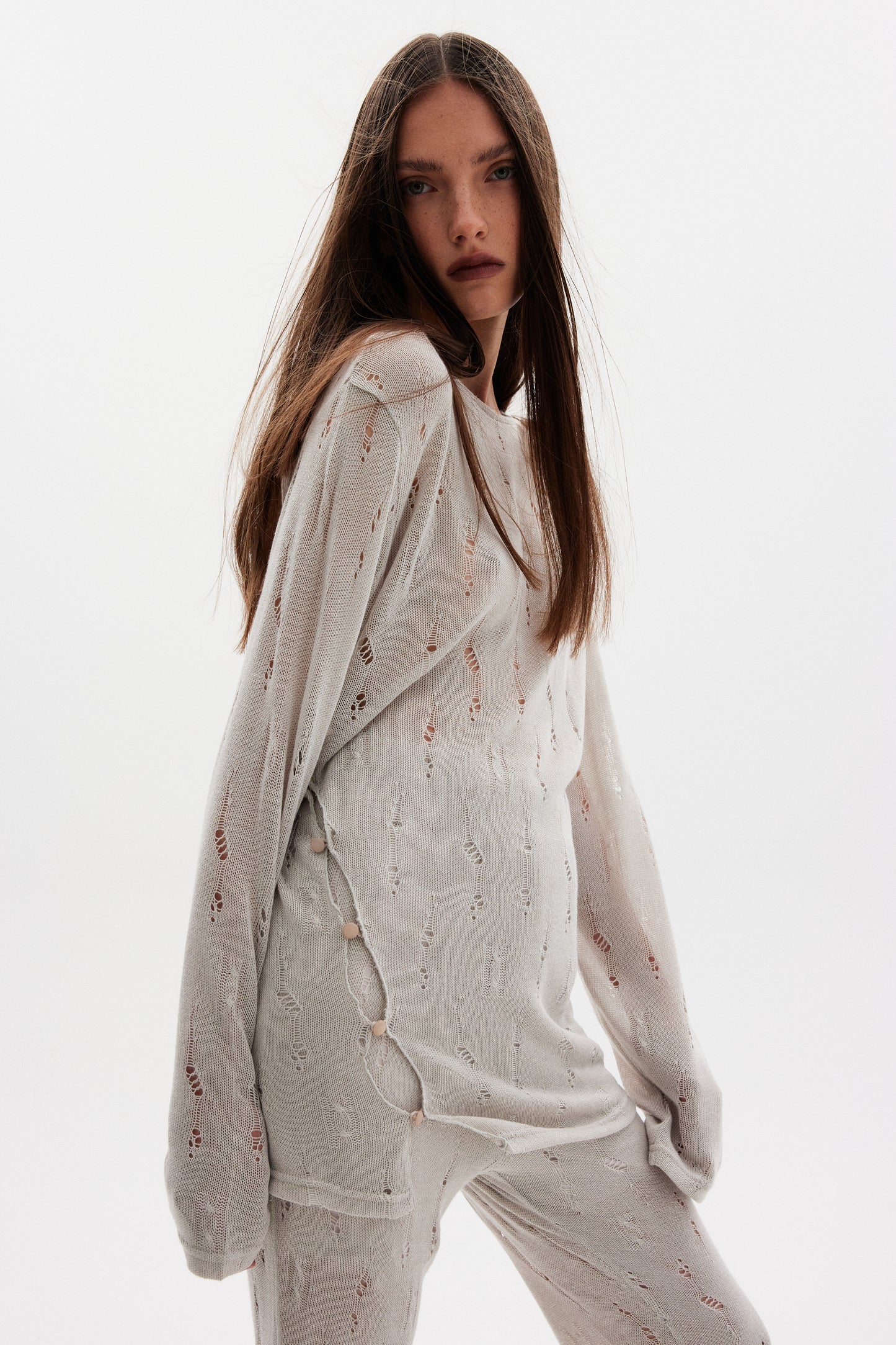 Diagonal Button Loose Knit, Atmosphere