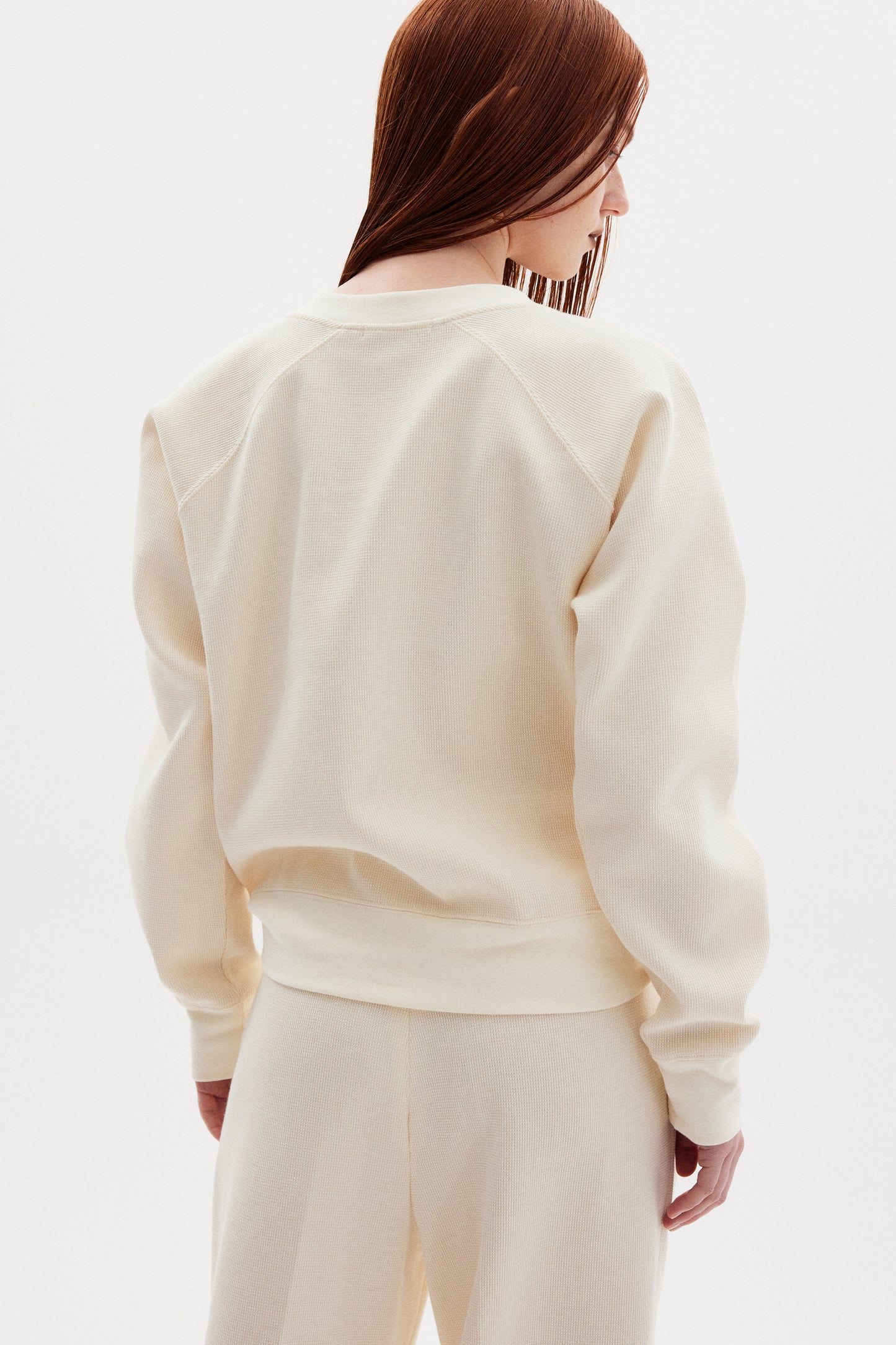 Waffle Weave Sweatshirt, Meringue