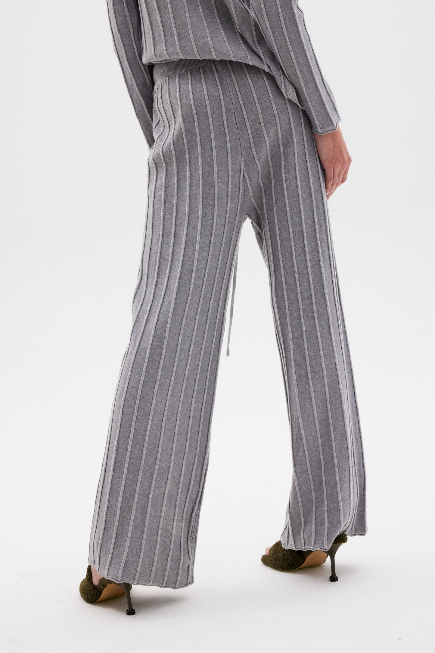 Rib Knit Polo & Lounge Pants Set, Cloud Grey
