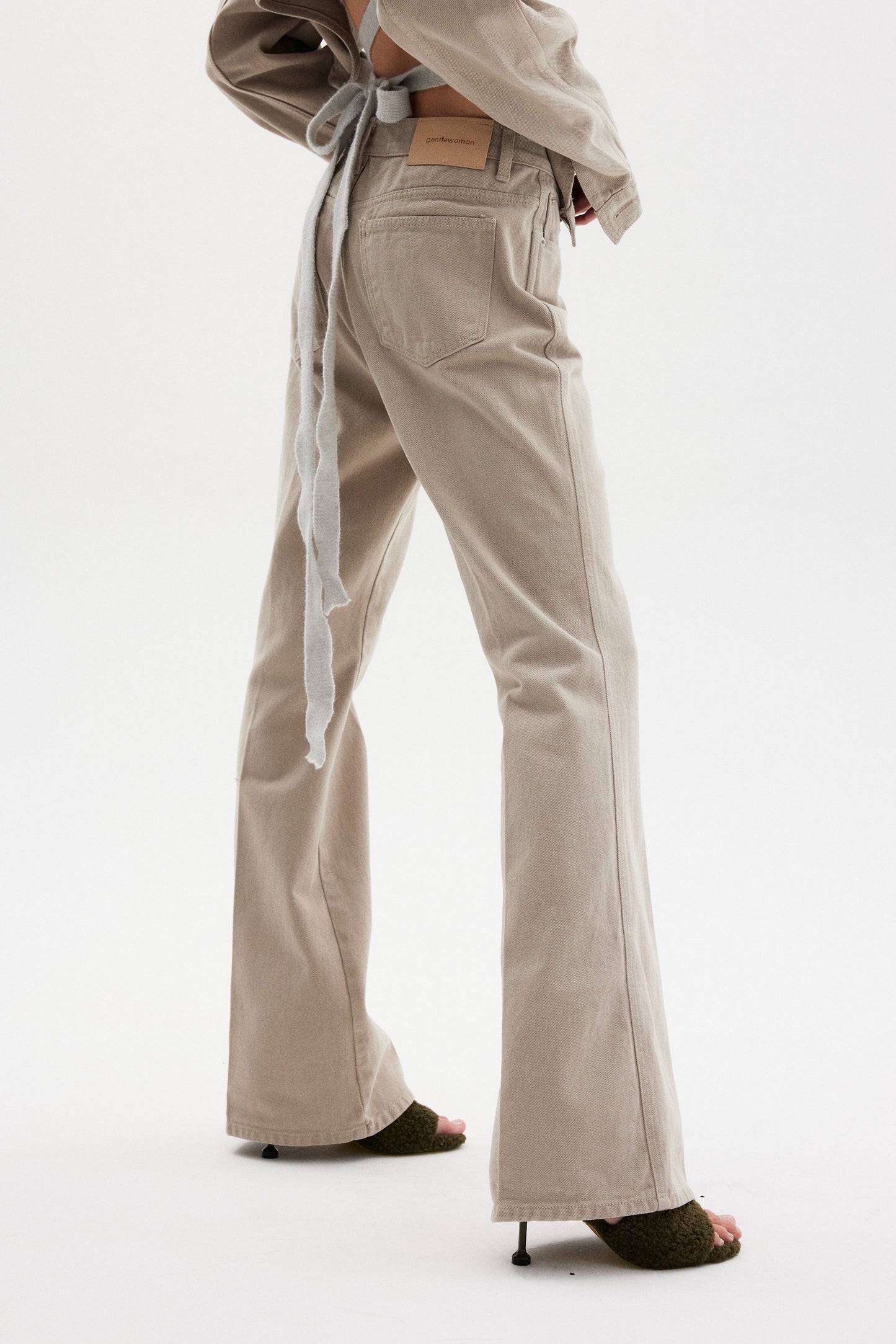 Low Rise Flared Jeans, Bone