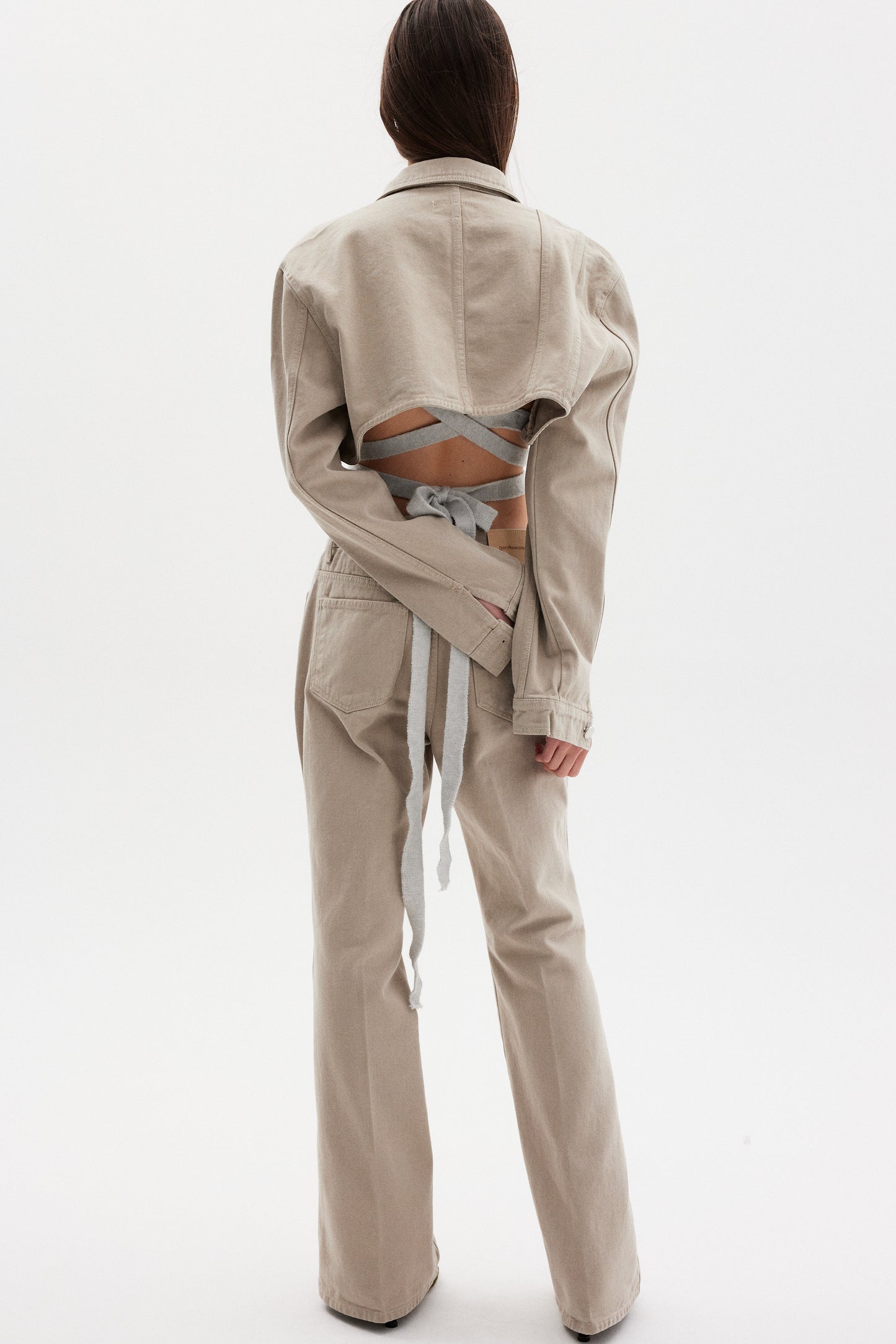 Cropped Denim Jacket, Bone