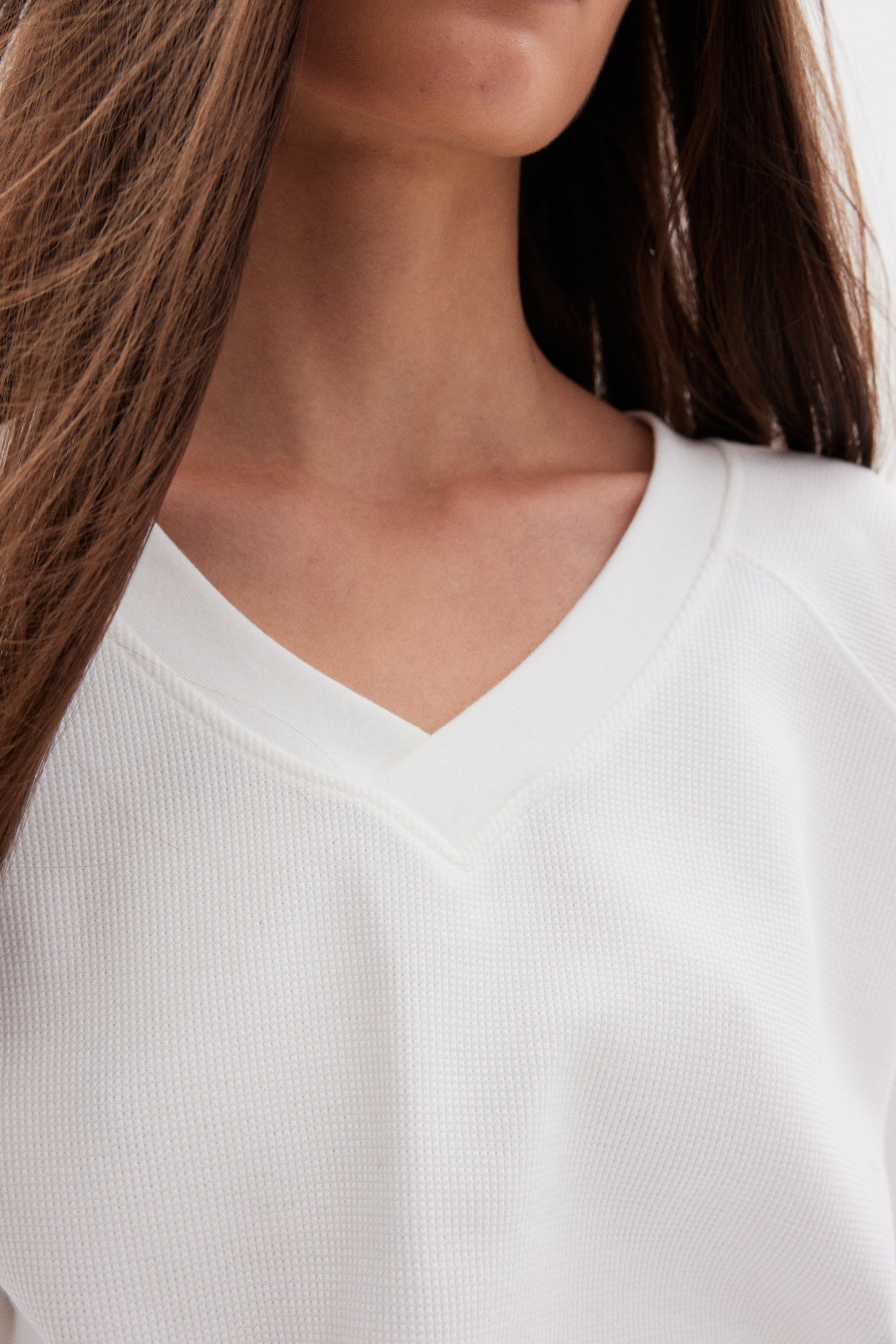 Waffle Weave Sweatshirt, White