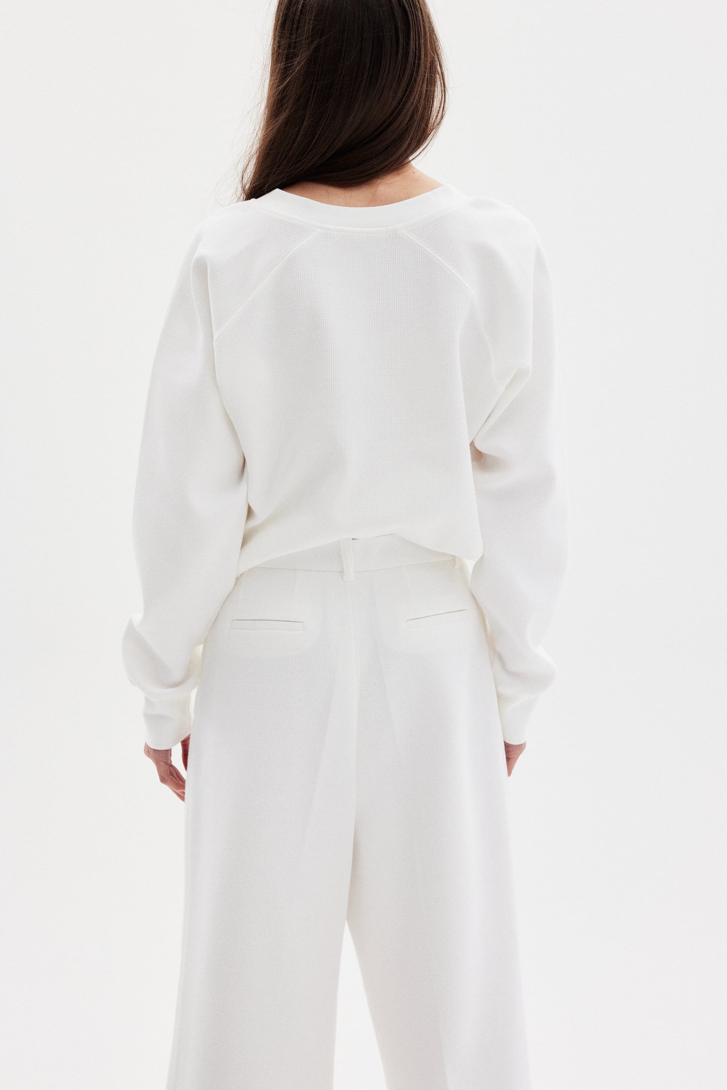 Waffle Weave Sweatshirt, White