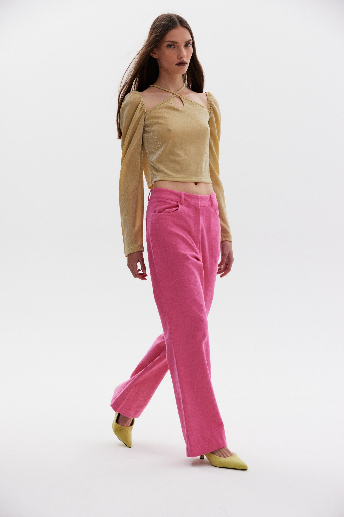 Bootcut Corduroy Pants, Fuchsia Pink