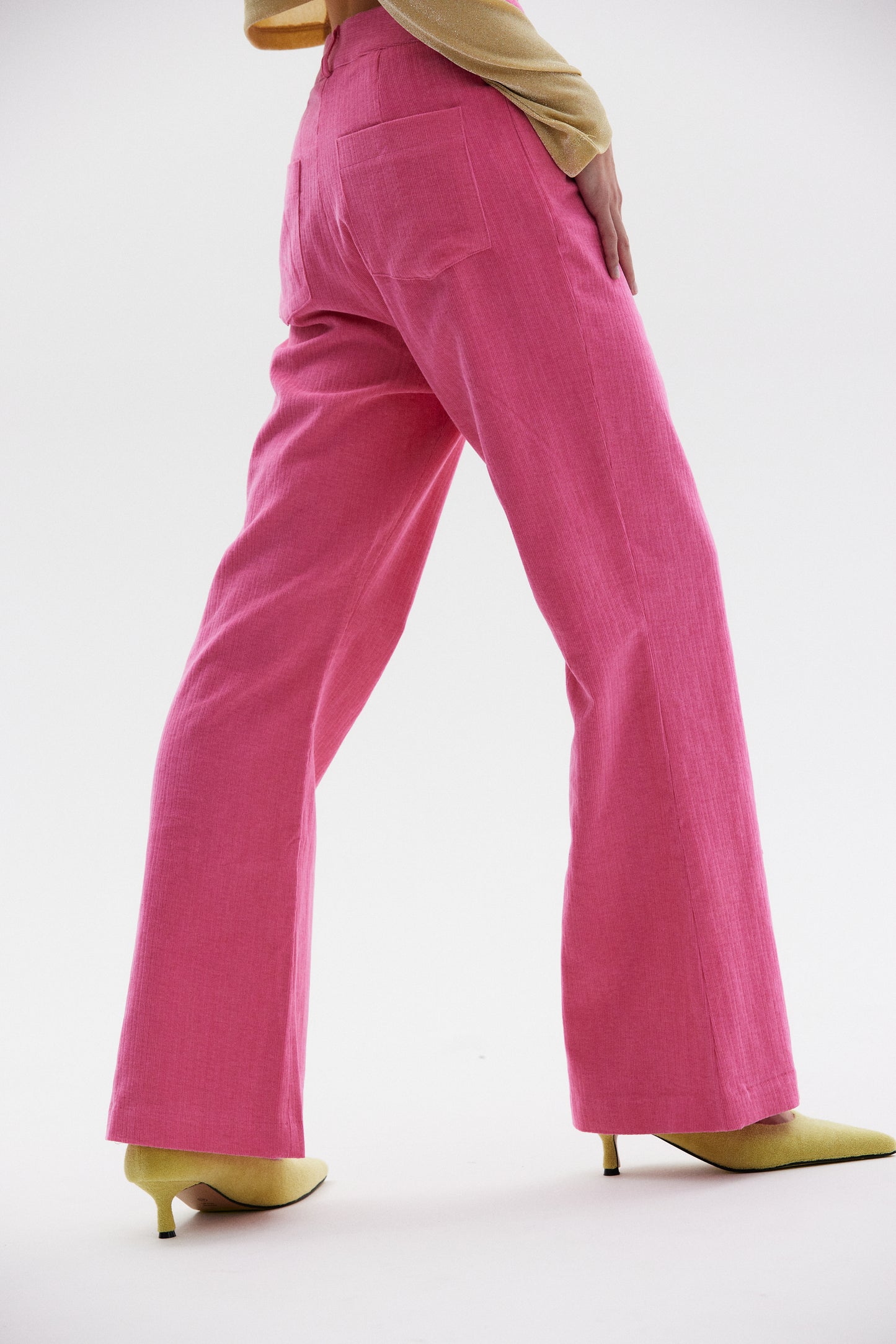 Bootcut Corduroy Pants, Fuchsia Pink