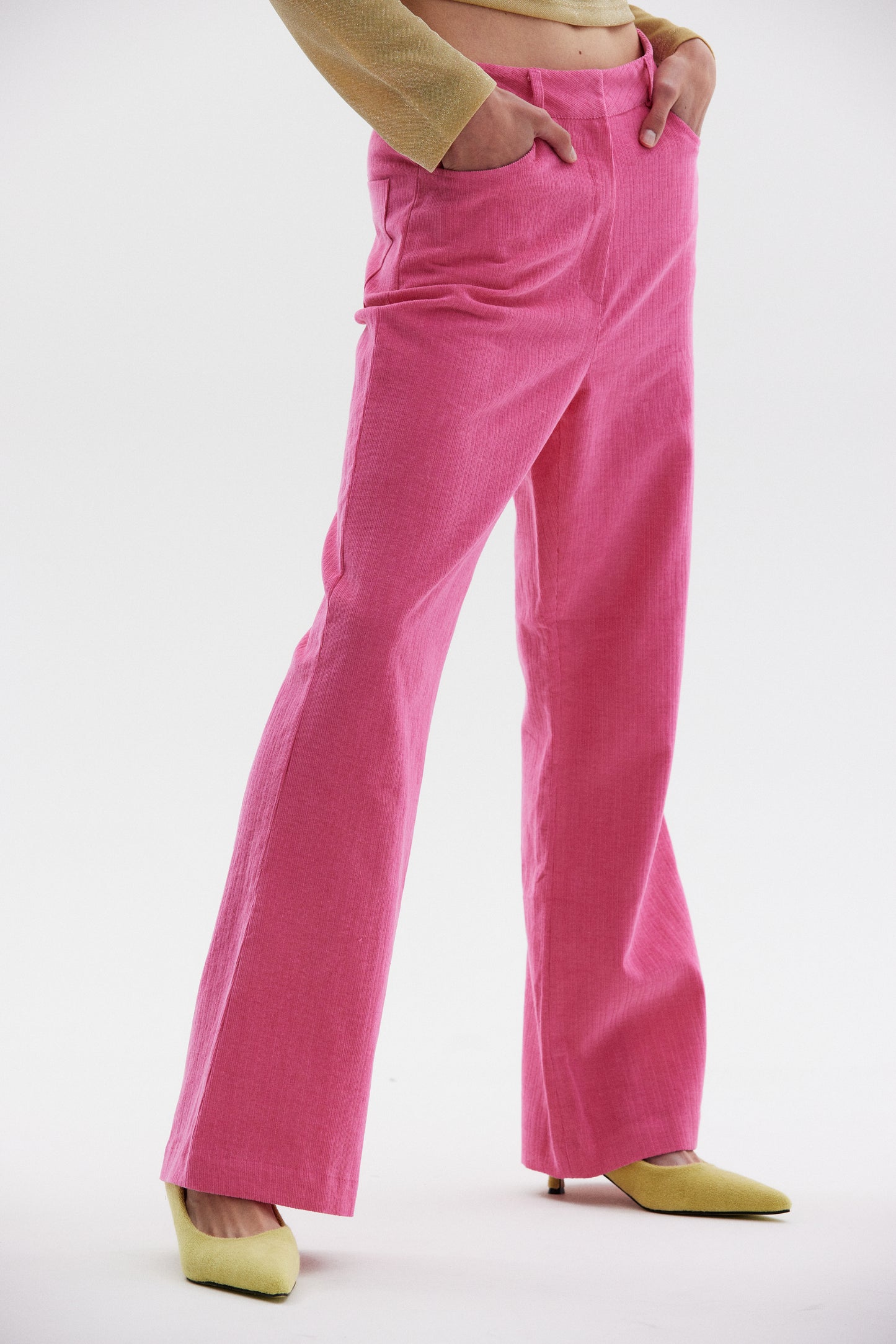 Bootcut Corduroy Pants, Fuchsia Pink
