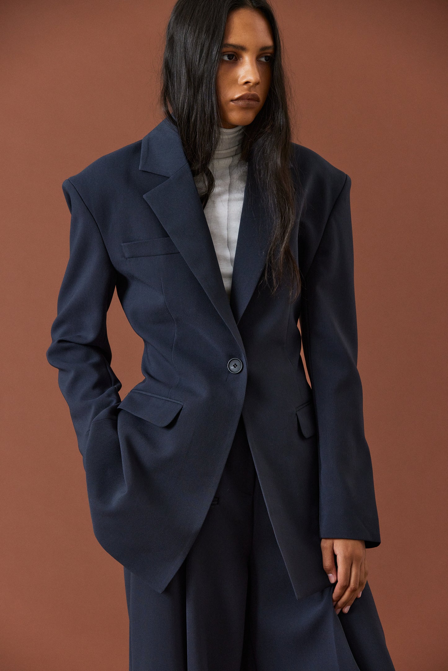Structured Essential Blazer, French Navy