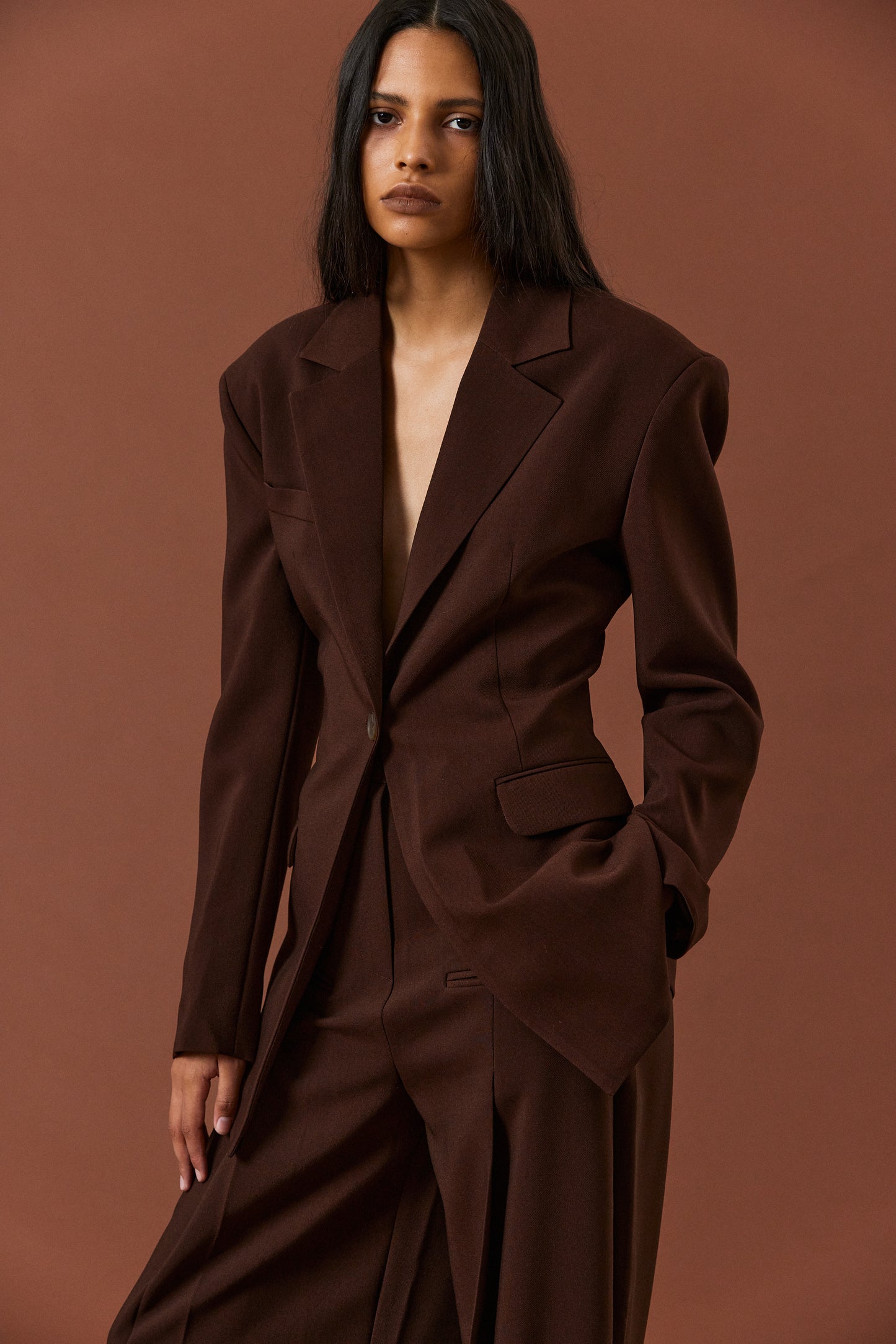 Structured Essential Blazer, Hickory