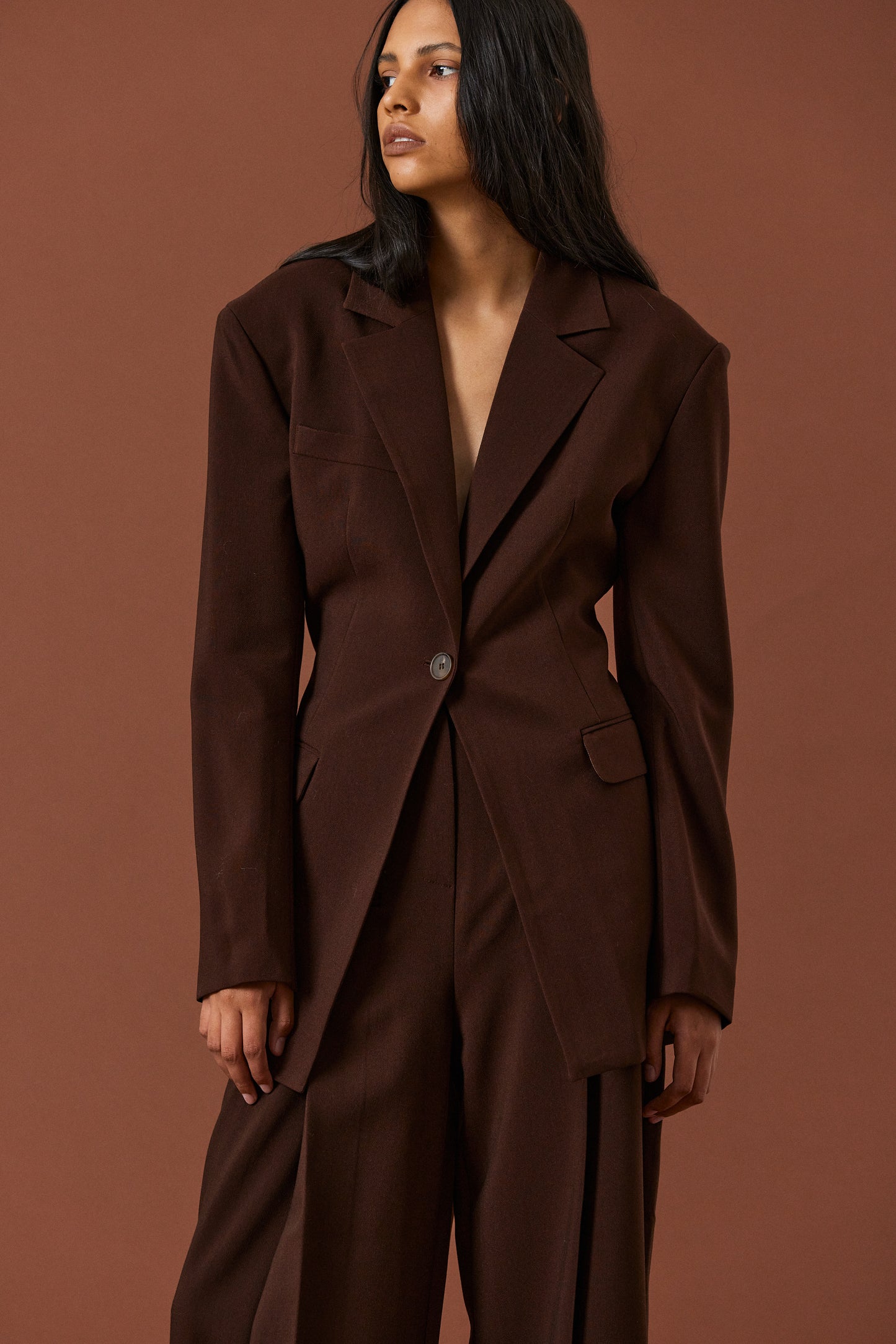 Structured Essential Blazer, Hickory