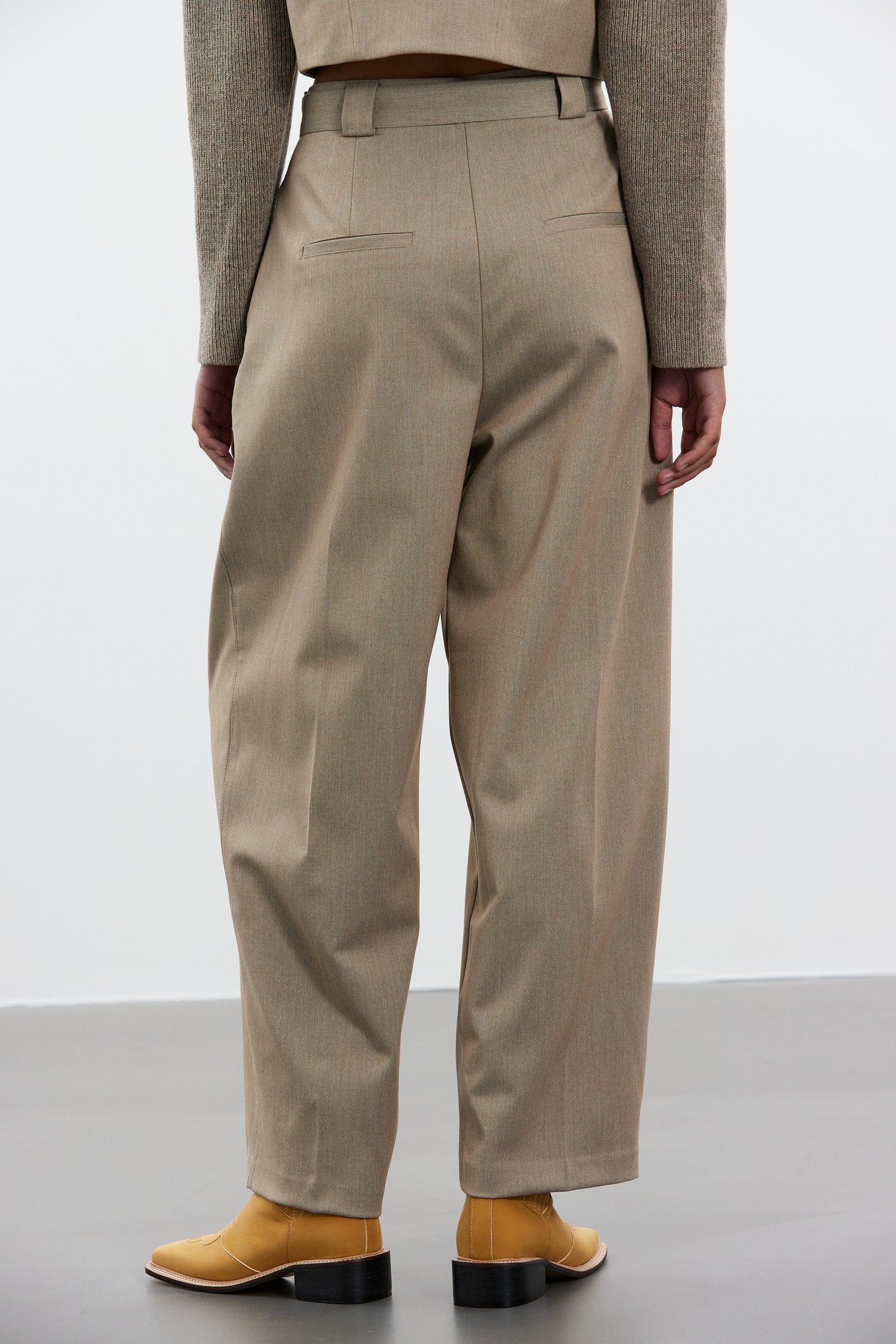 Relaxed Belt Suiting Trousers, Earthy Ocher