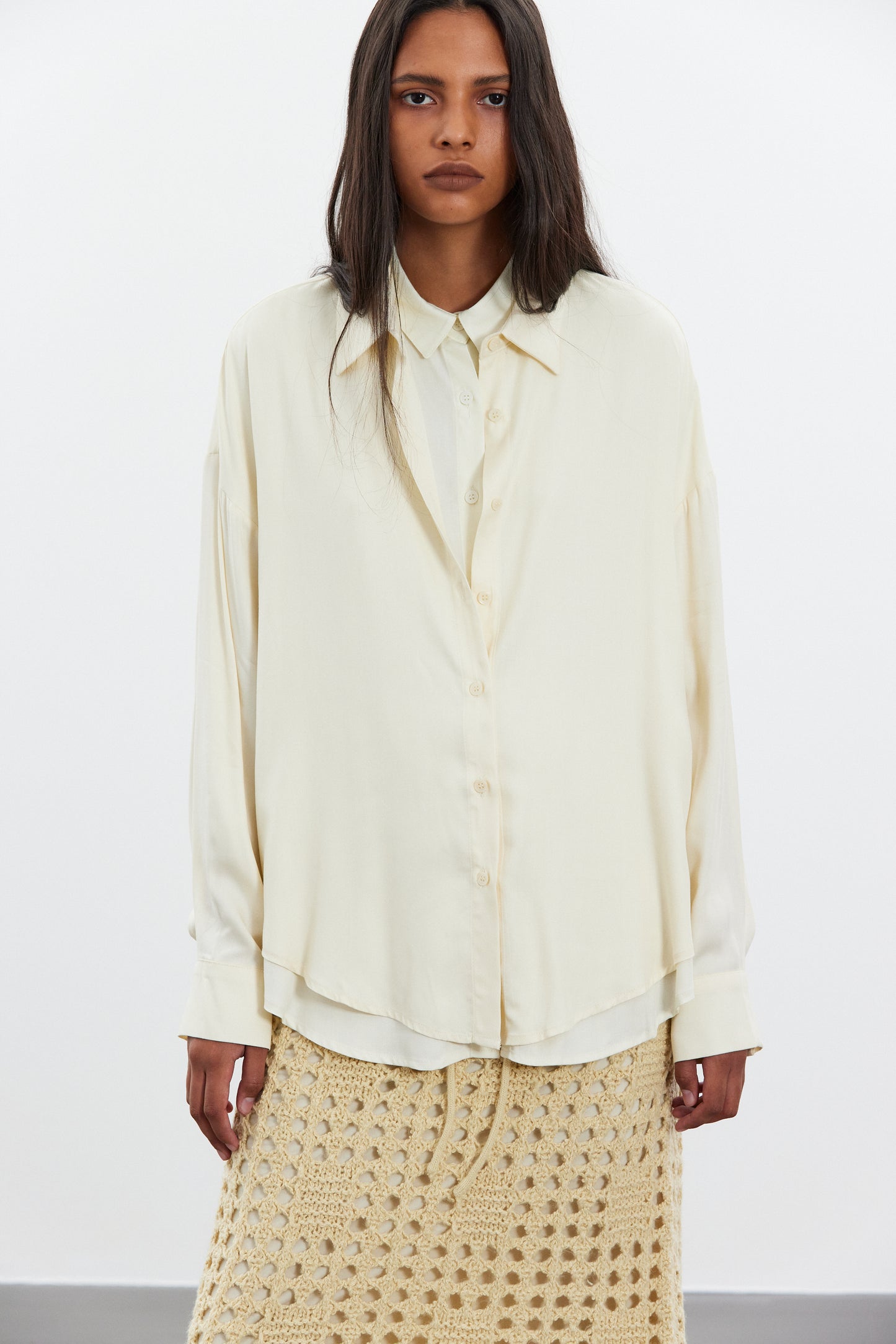 Double Layered Shirt, Cream & Eggshell