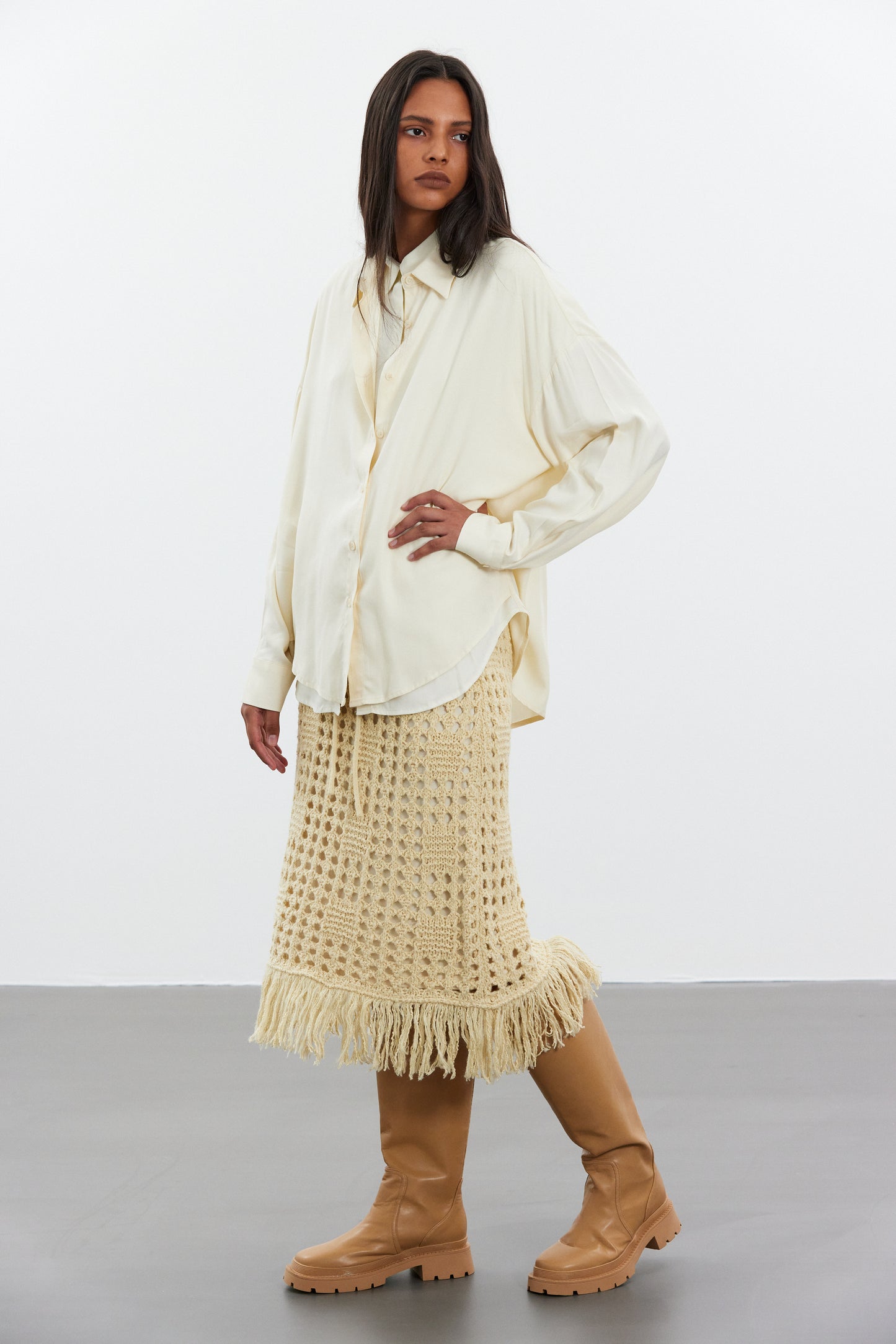 Double Layered Shirt, Cream & Eggshell