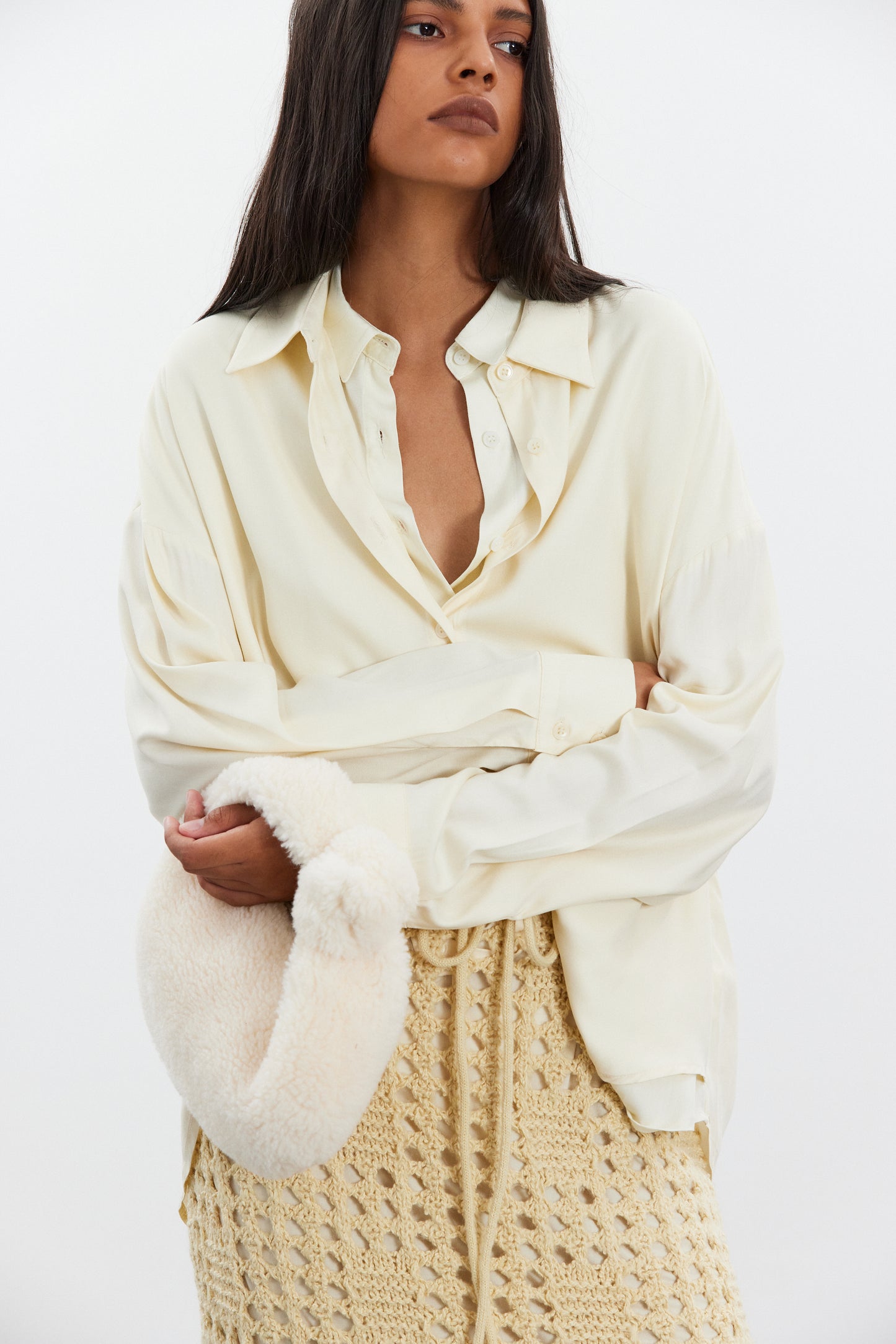 Double Layered Shirt, Cream & Eggshell